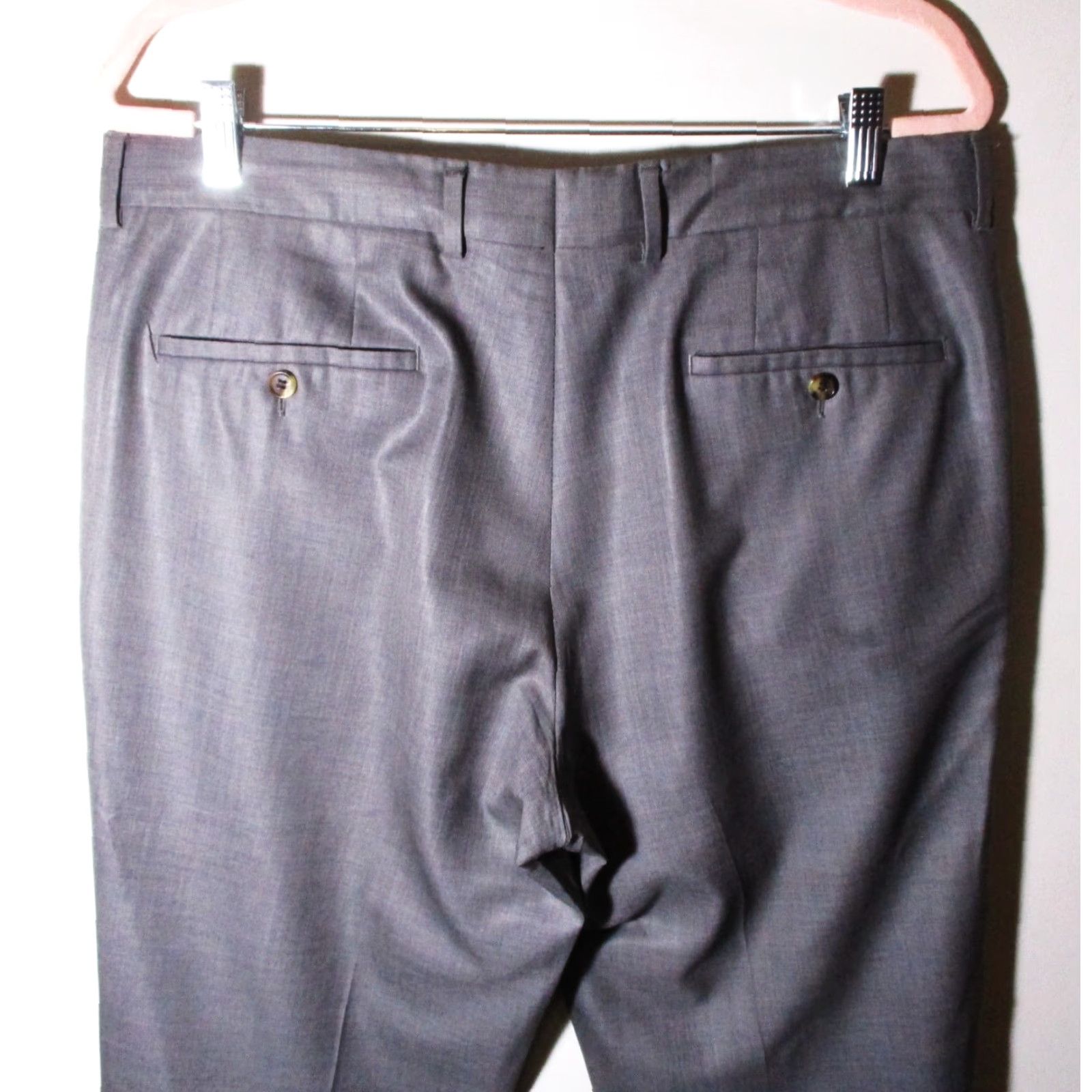 Hugo Boss HUGO BOSS Gray 100% Wool Flat Dress Pants Men's 36W 30L Bodysuit? Size 36R - 4 Thumbnail