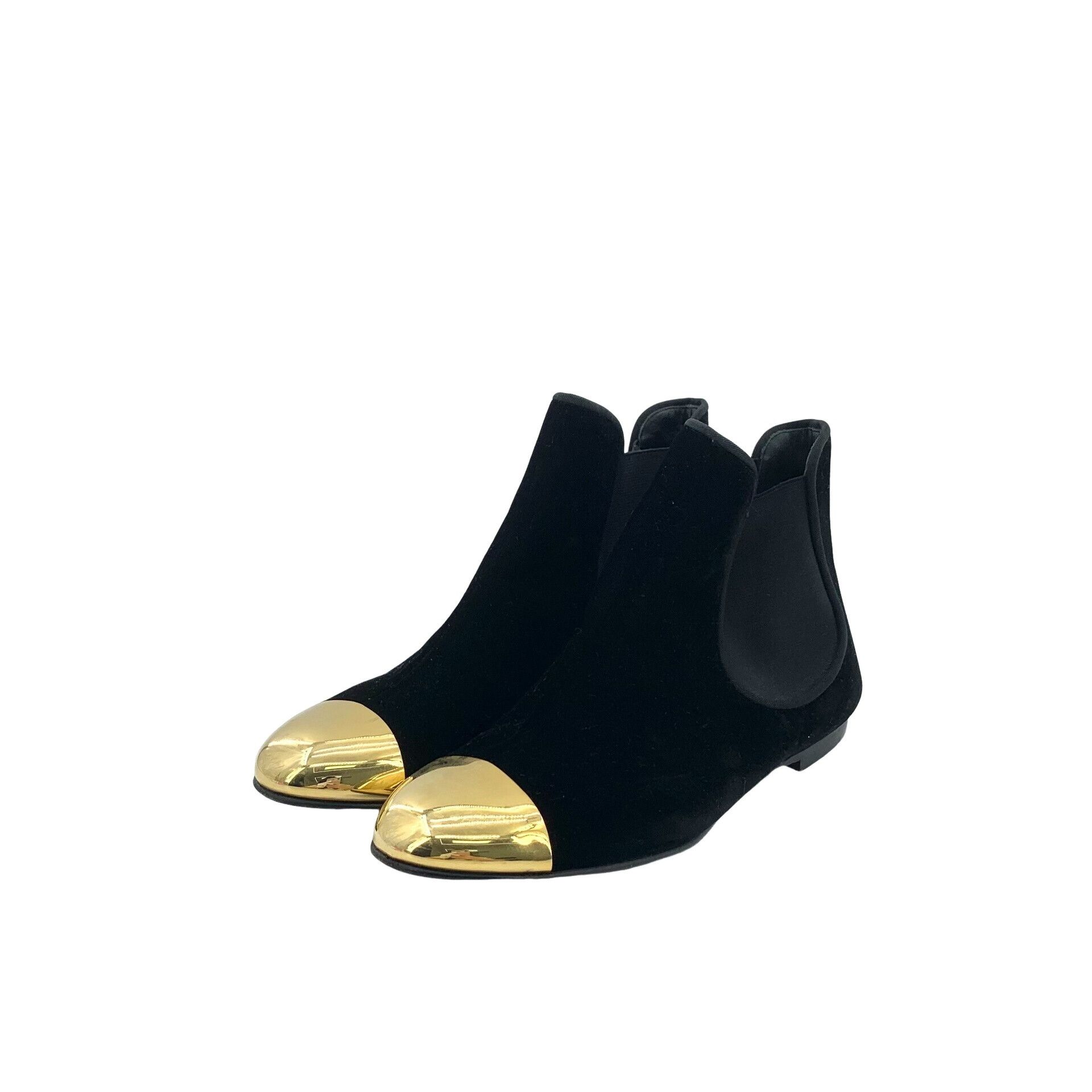 Giuseppe Zanotti Giuseppe Zanotti Gold Toe Velvet Ankle Boots Size 36 Size US 6 / IT 36 - 1 Thumbnail