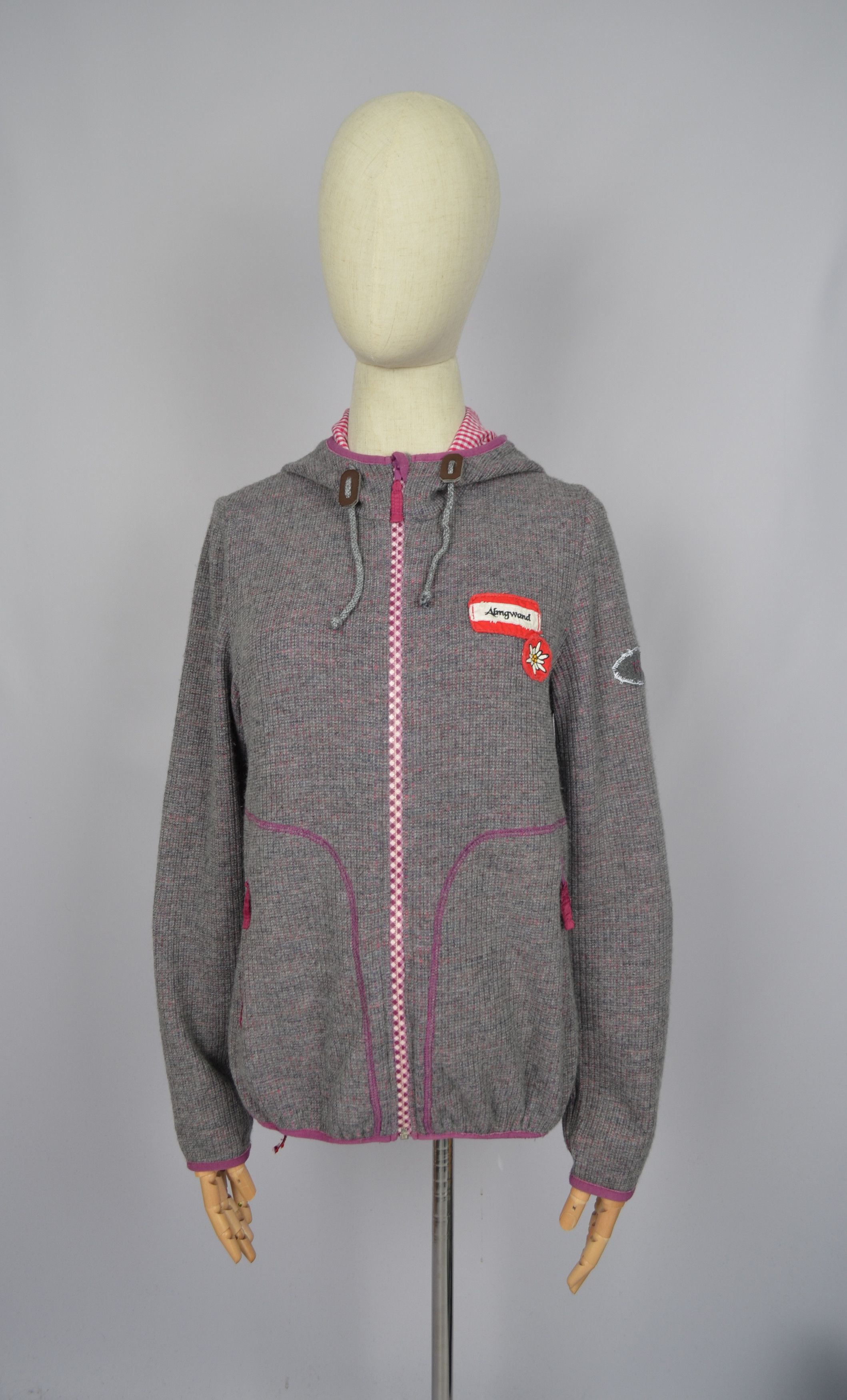 Designer Almgwand Austria Knit Full Zip Lined Jacket Hoodie Ski Apres Size M / US 6-8 / IT 42-44 - 1 Thumbnail