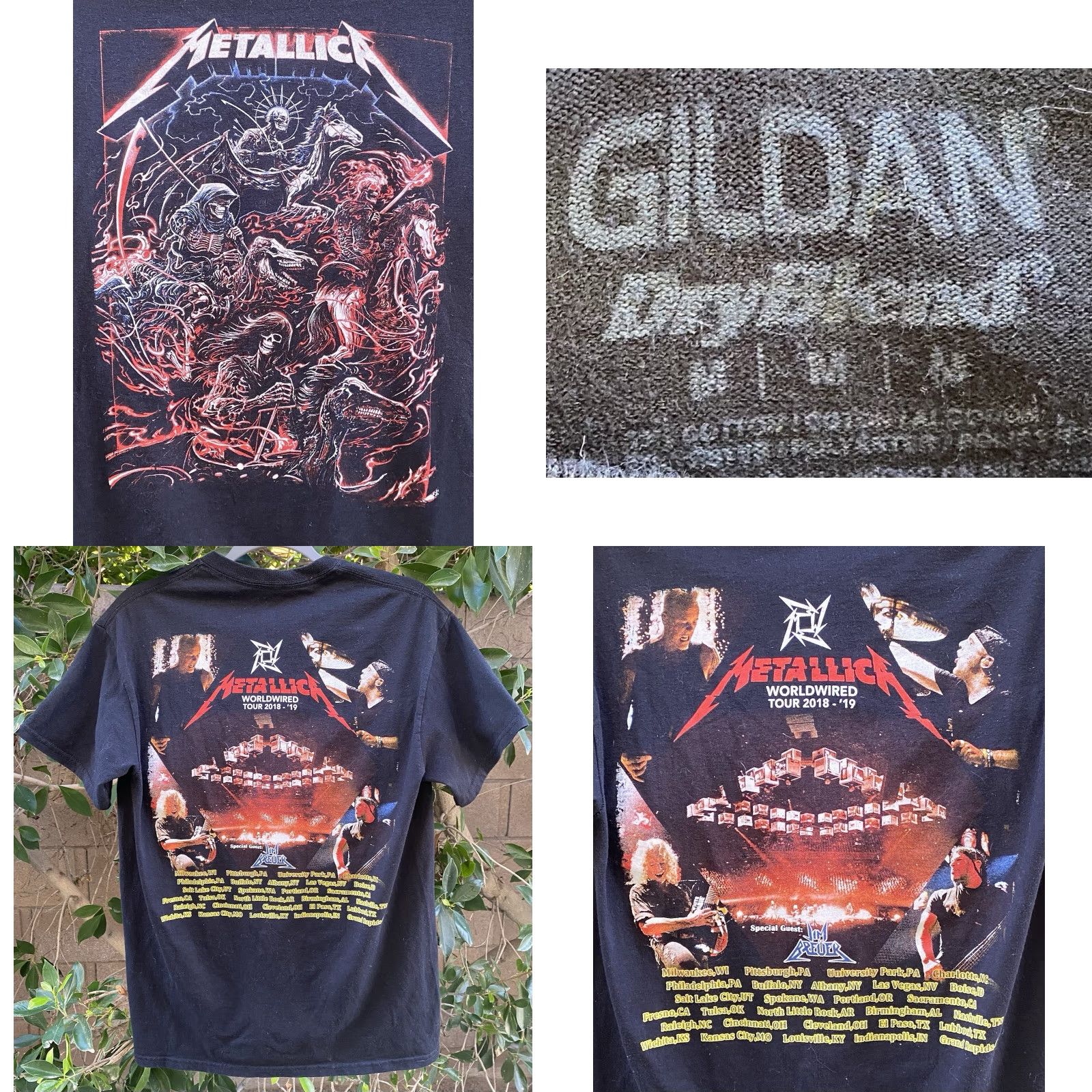 Gildan Metallica Worldwired Tour 2018 19 T Shirt Concert Band Tee Size Medium Short Sleeve Black Gildan Mens T-Shirt Graphic Print Band Tee Size US M / EU 48-50 / 2 - 8 Thumbnail
