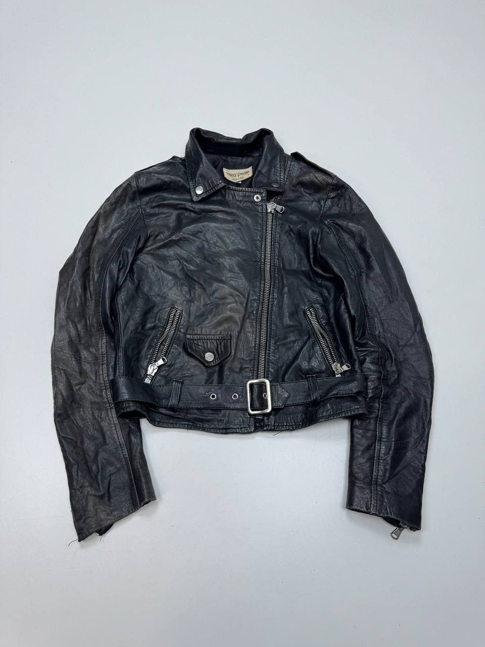 Vera Pelle Vera Pelle Italy Vintage Black Leather Biker Jacket Size S / US 4 / IT 40 - 1 Thumbnail