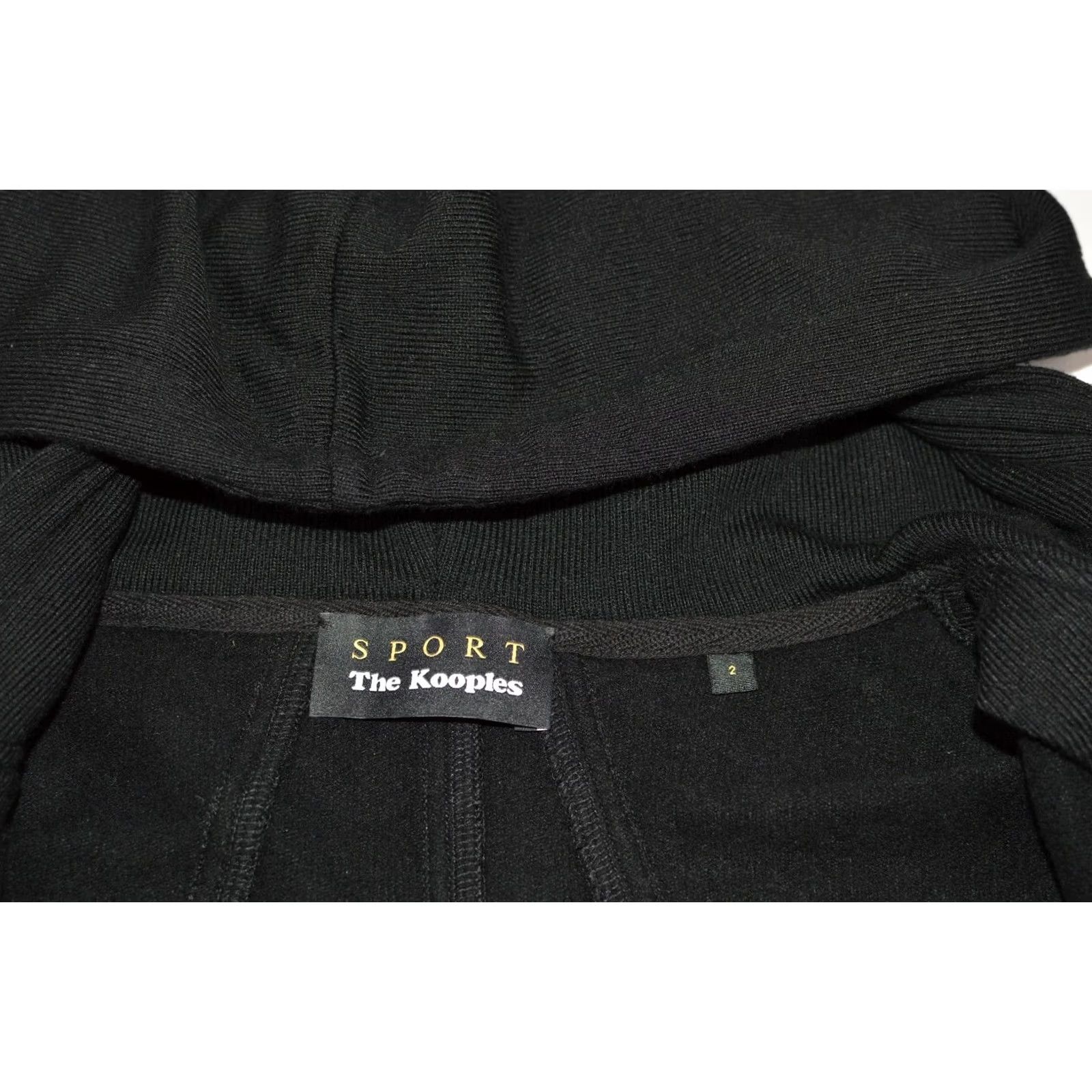 The Kooples VINTAGE The Kooples Sport Black Hoodie With Leather Bands FSWE18055S Women XS? No, size 2. Size XS / US 0-2 / IT 36-38 - 7 Thumbnail