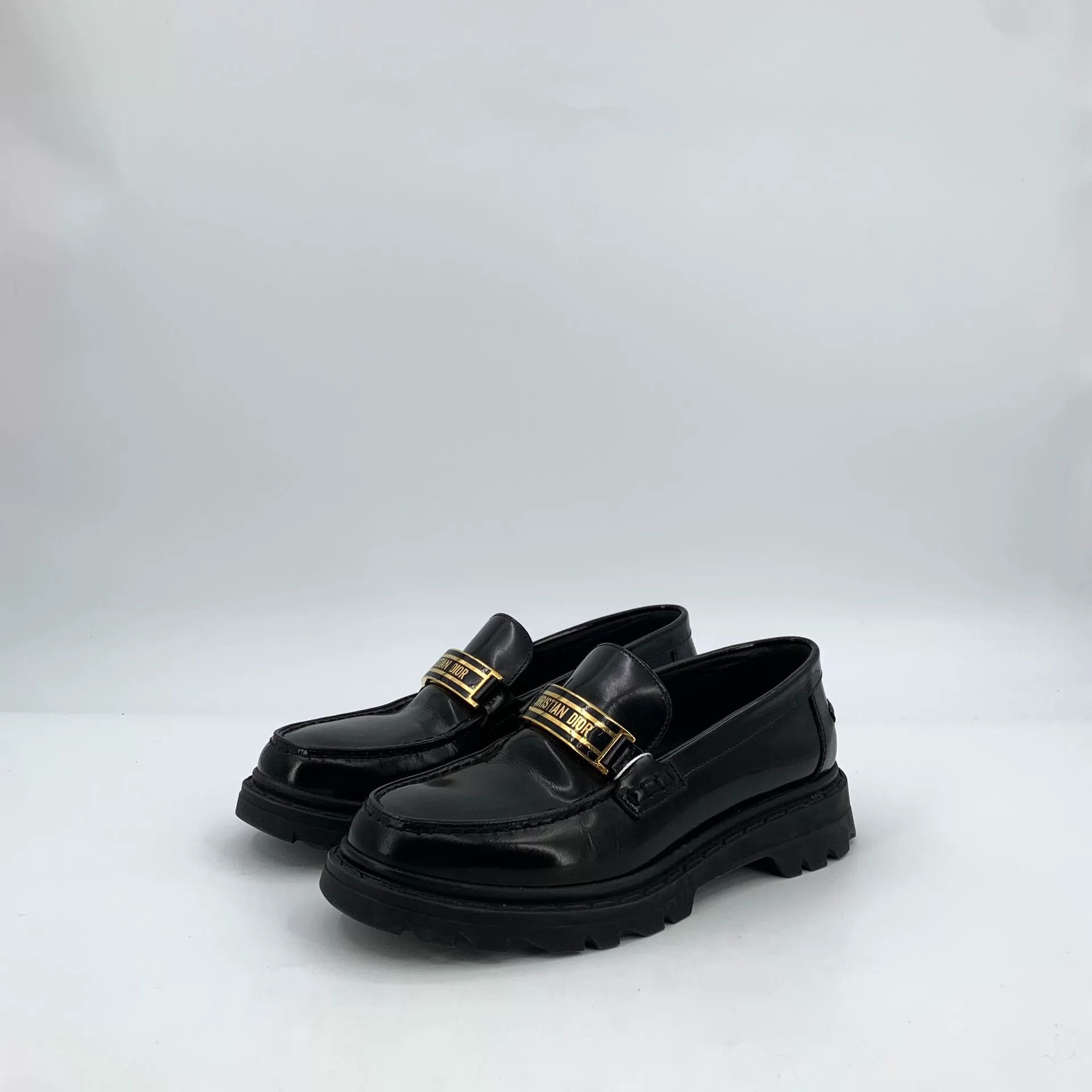 Dior Dior Black Leather Logo Loafers Size US 8 / IT 38 - 1 Thumbnail