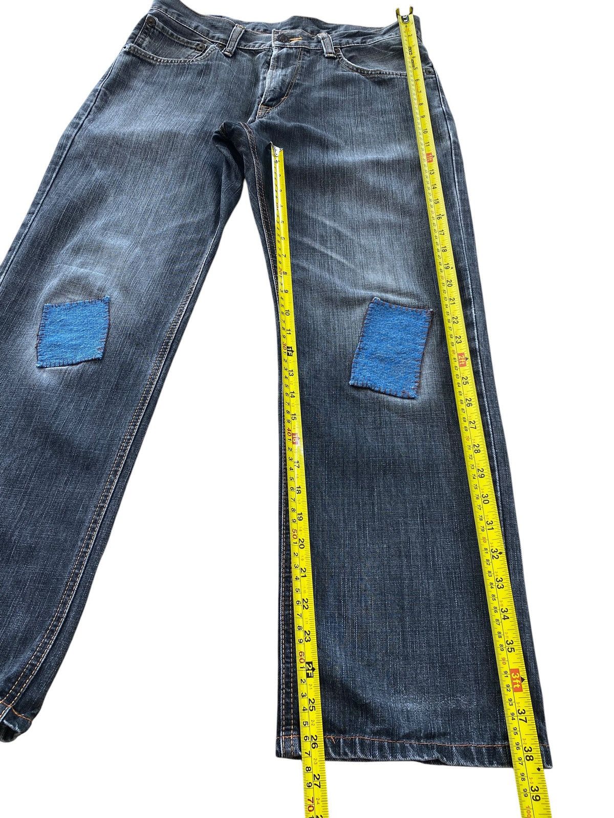 Edwin Edwin 503 Faded Blue Wash Patchwork Straight Leg Jeans Size US 32 / EU 48 - 8 Thumbnail