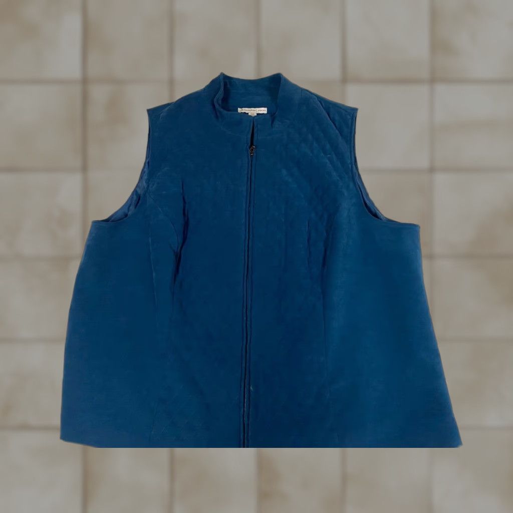 JM Collection JM Collection Vest 20W Plus blue Womens Vest Casual Quilted Knit Polyester Sleeveless Zip Regular Plus Size 20W Womens Fall Short Size 3XL / US 20-22 - 1 Thumbnail