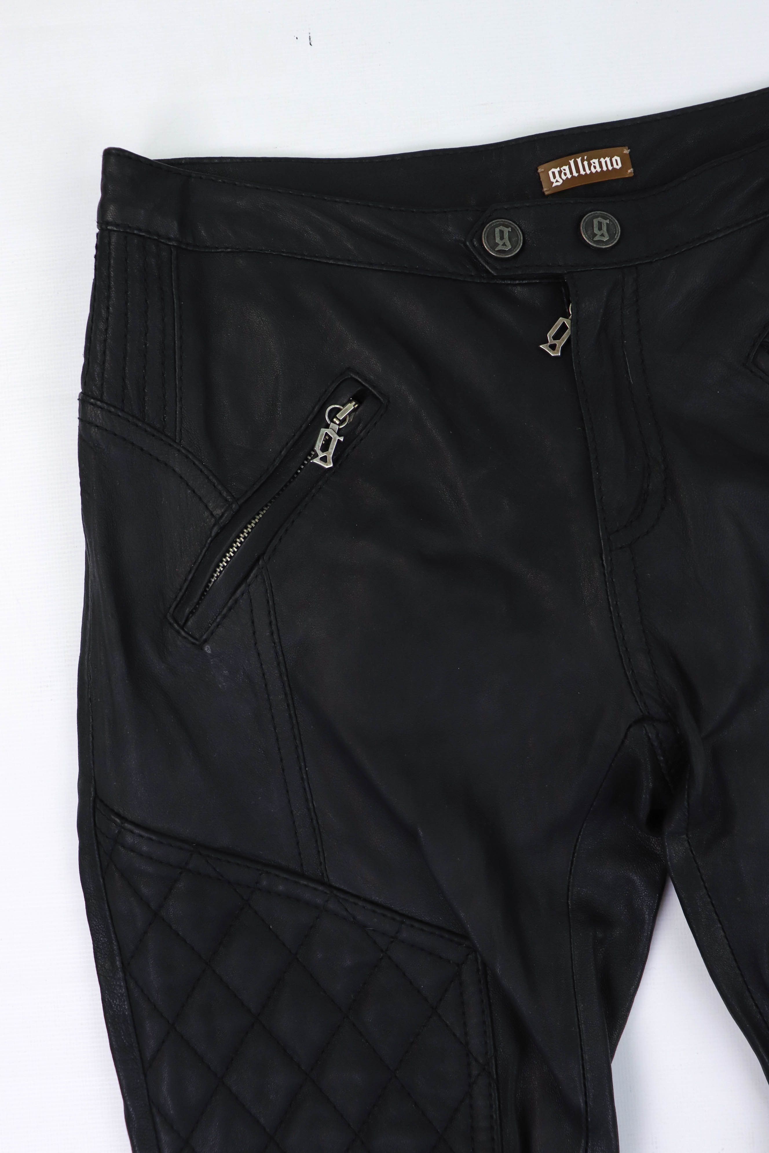 John Galliano Vintage Galliano 2000s Black Leather Zip Biker Pants Size 30" / US 8 / IT 44 - 6 Thumbnail