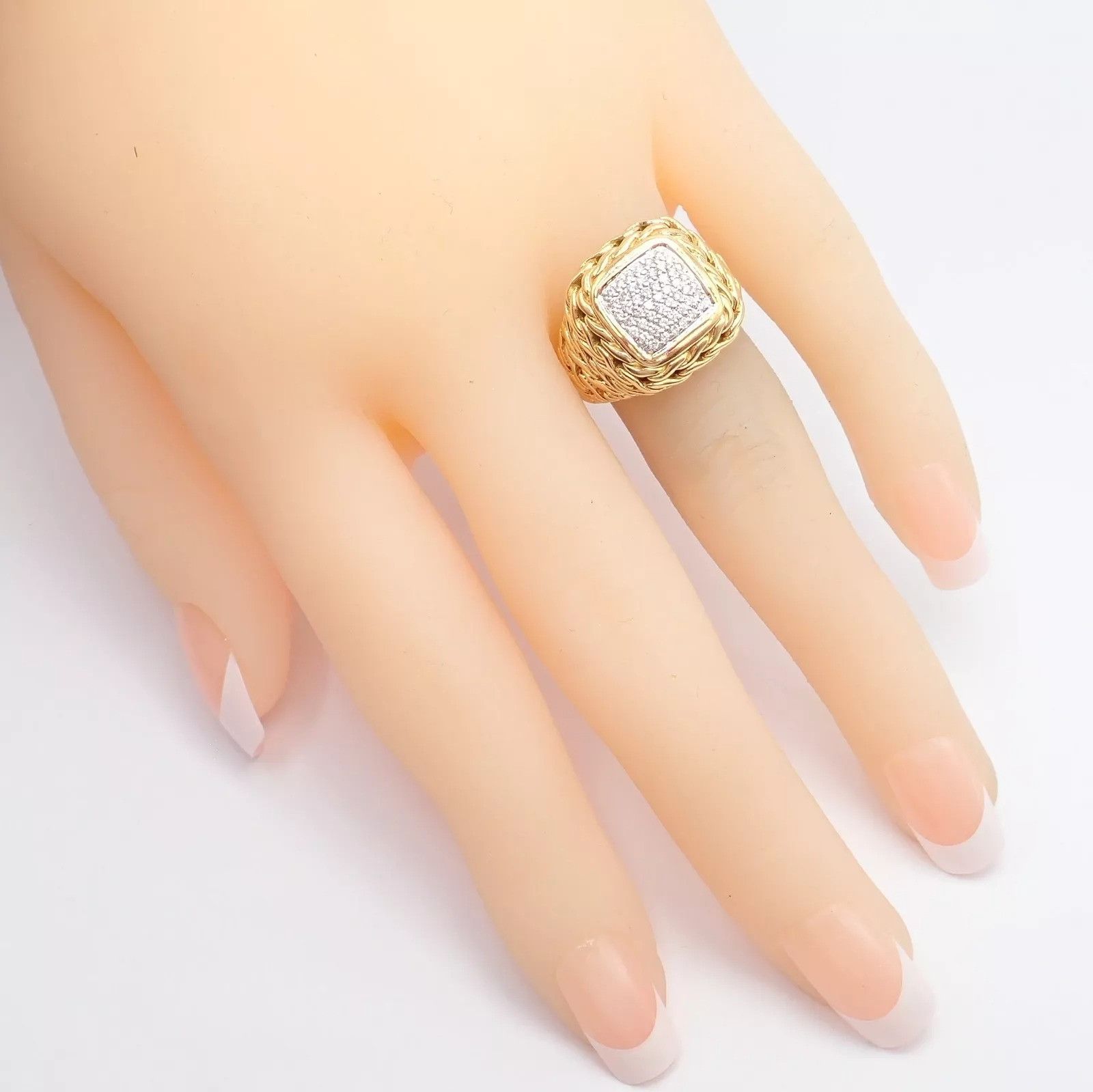 The Unbranded Brand John Hardy 18k Yellow Gold Diamond Signet Signature Ring Size ONE SIZE - 5 Thumbnail