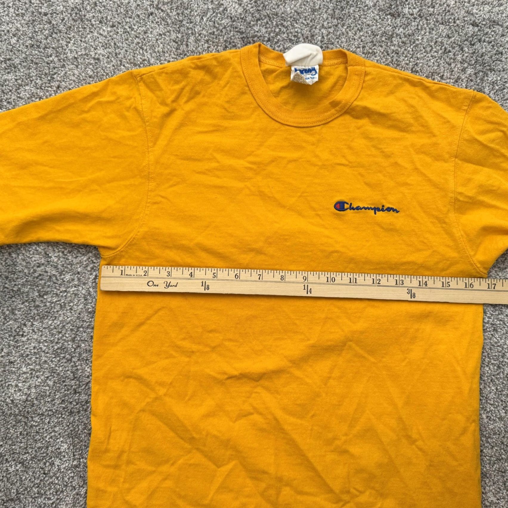 Champion Champion Shirt Mens Small Yellow Embroidered Logo Classic Casual Tee 100% Cotton Men Crew Neck Short Sleeve Solid Vintage No Size US S / EU 44-46 / 1 - 6 Thumbnail