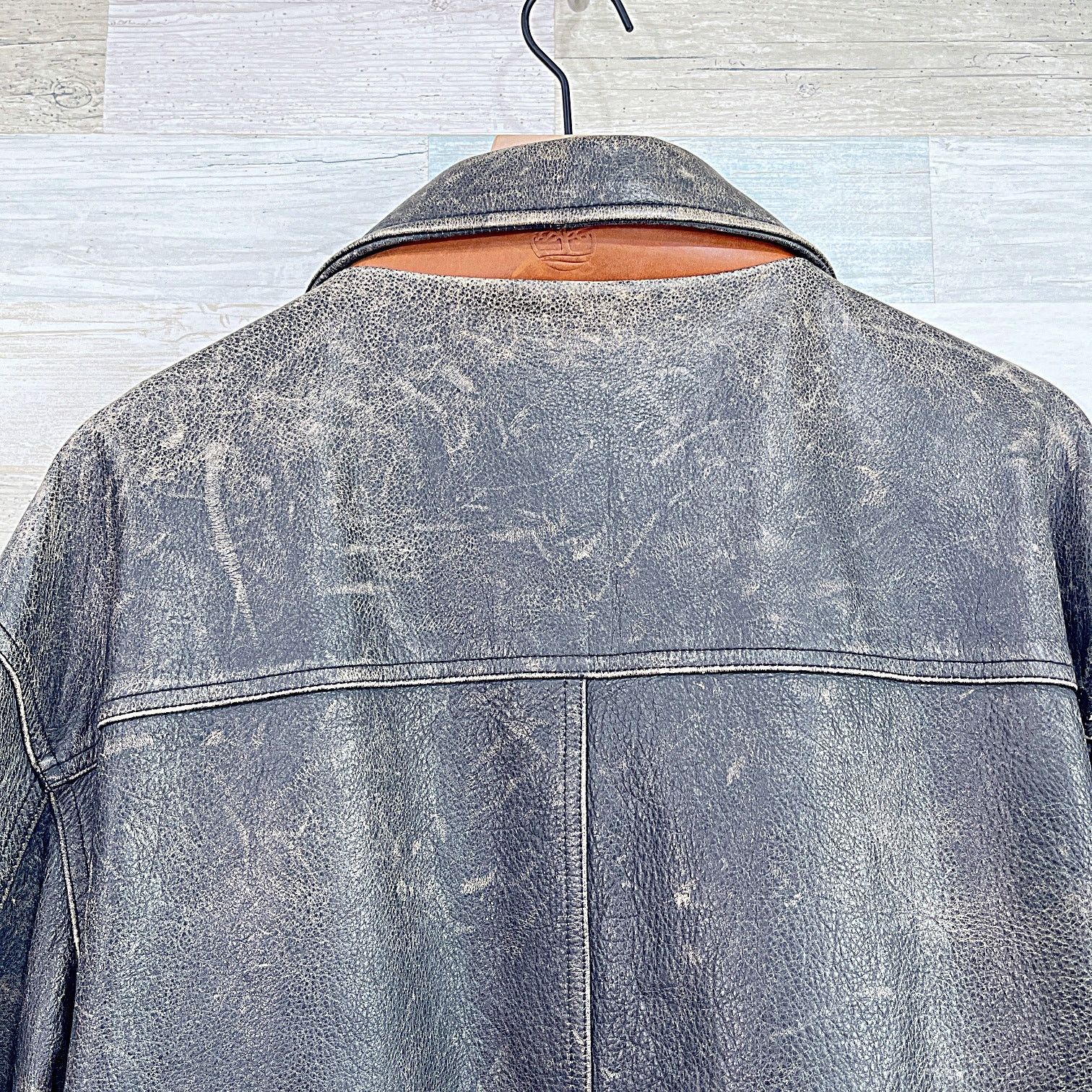 Timberland × Vintage Timberland 100% Cowhide Leather Distressed Jacket Mens XL Size US XL / EU 56 / 4 - 6 Thumbnail