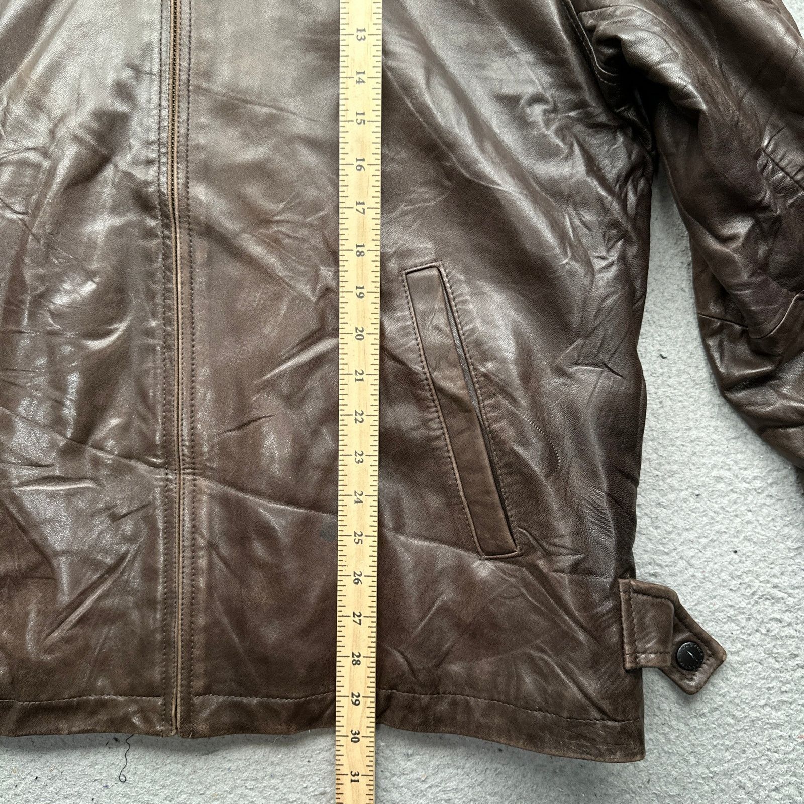 Nautica Nautica Leather Full Zip Lined Jacket Mens Large Brown Size US L / EU 52-54 / 3 - 5 Thumbnail