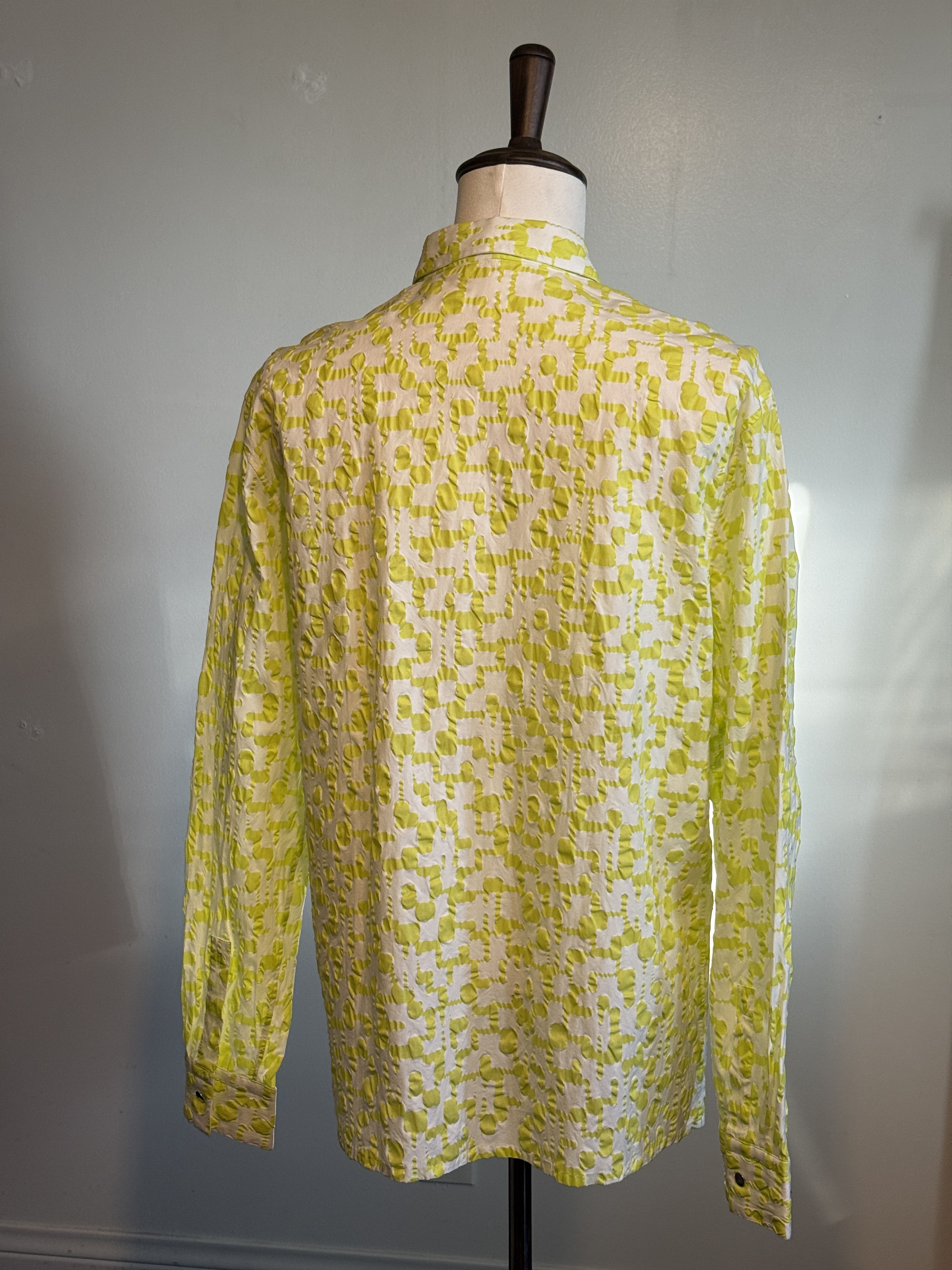 Hermes Hermès 2021SS Green White H Motif Cotton Button Down Shirt Size US XL / EU 56 / 4 - 4 Thumbnail