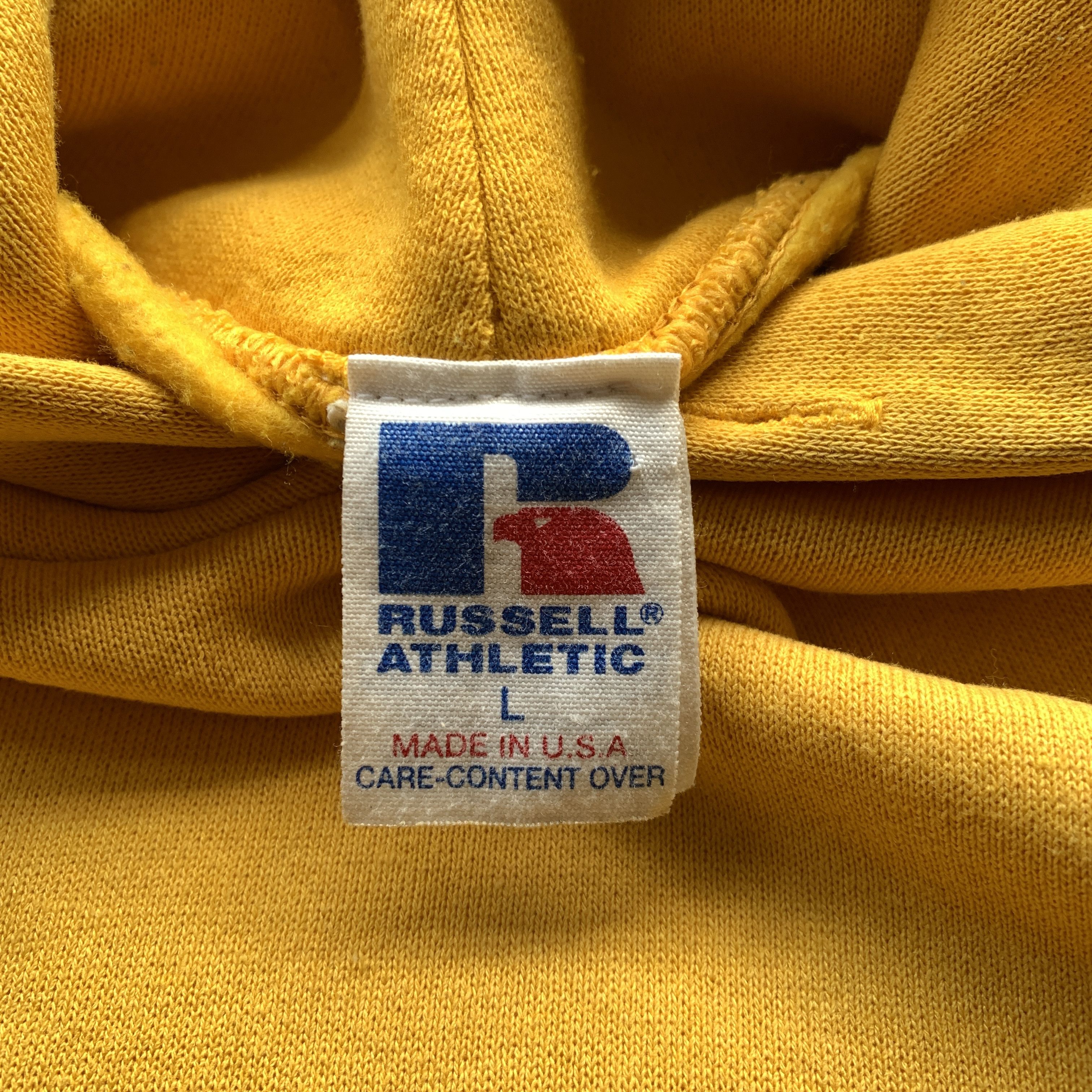 Russell Athletic Vintage Russell Athletic Blank Yellow Hoodie Size US L / EU 52-54 / 3 - 4 Thumbnail