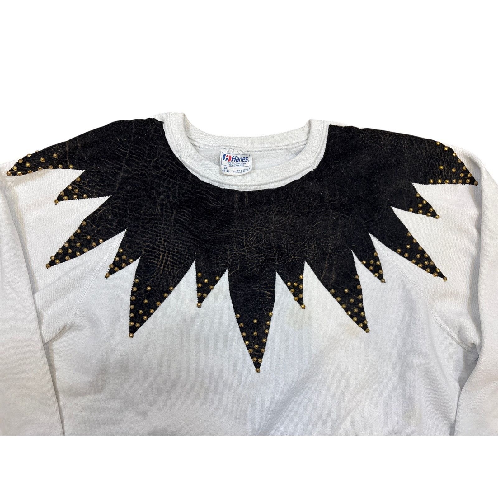 Hanes Vintage 80s custom Jester crewneck sweatshirt patchwork XL Size XL / US 12-14 / IT 48-50 - 2 Thumbnail