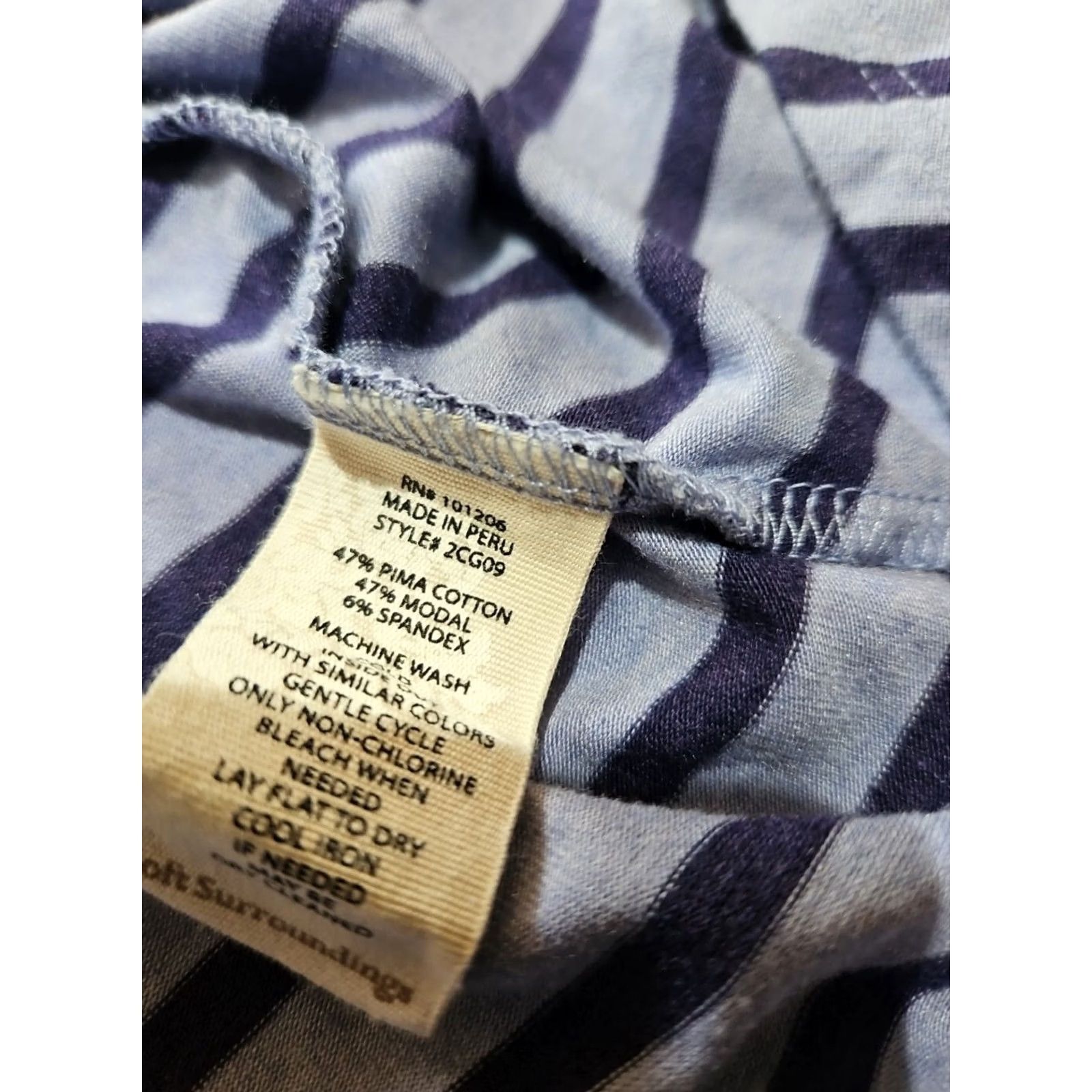 Soft Surroundings Soft Surroundings Sarina Dress Striped Midi Blue Pima Cotton Knit Sleeveless Round Neck Pullover Womens M Size M / US 6-8 / IT 42-44 - 5 Thumbnail