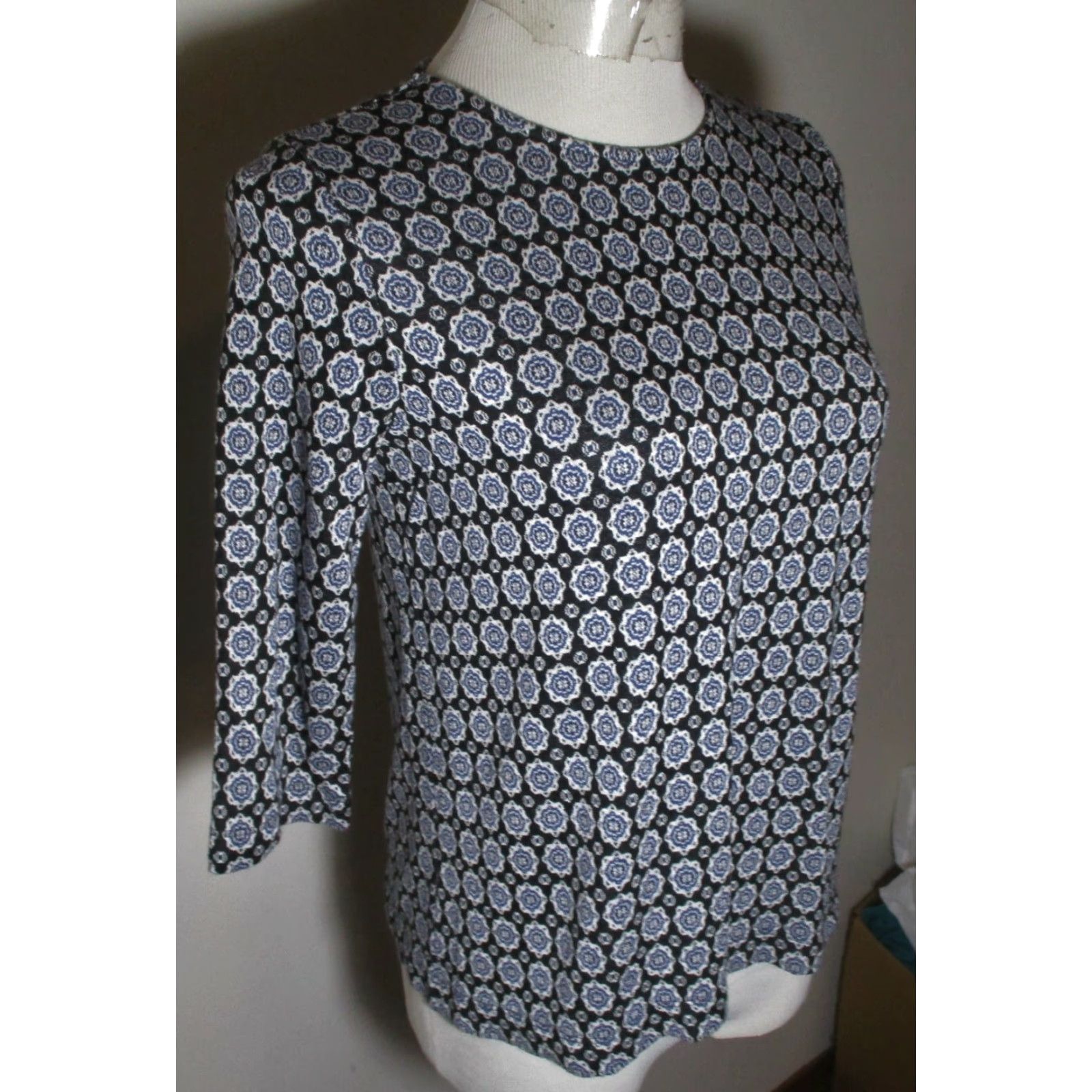 J. Jill J. Jill Blue Heavy Wearver 3/4 Sleeve Top Size XS Size XS / US 0-2 / IT 36-38 - 3 Thumbnail