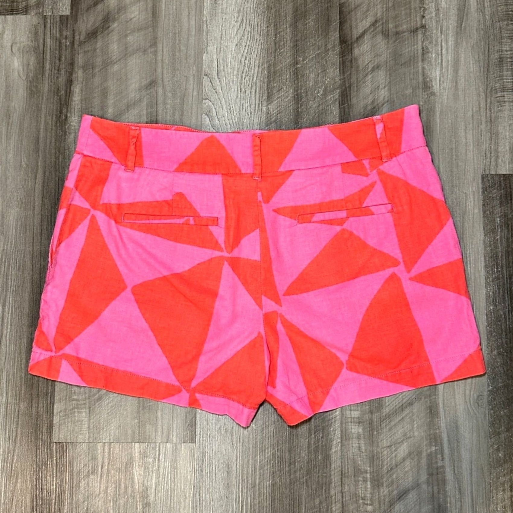 Loft VINTAGE LOFT Ann Taylor Geometric Linen Blend The Riviera Shorts Pink Red 8 Women Regular 8 Short 13" fade dot Mens? Size 30" / US 8 / IT 44 - 2 Thumbnail