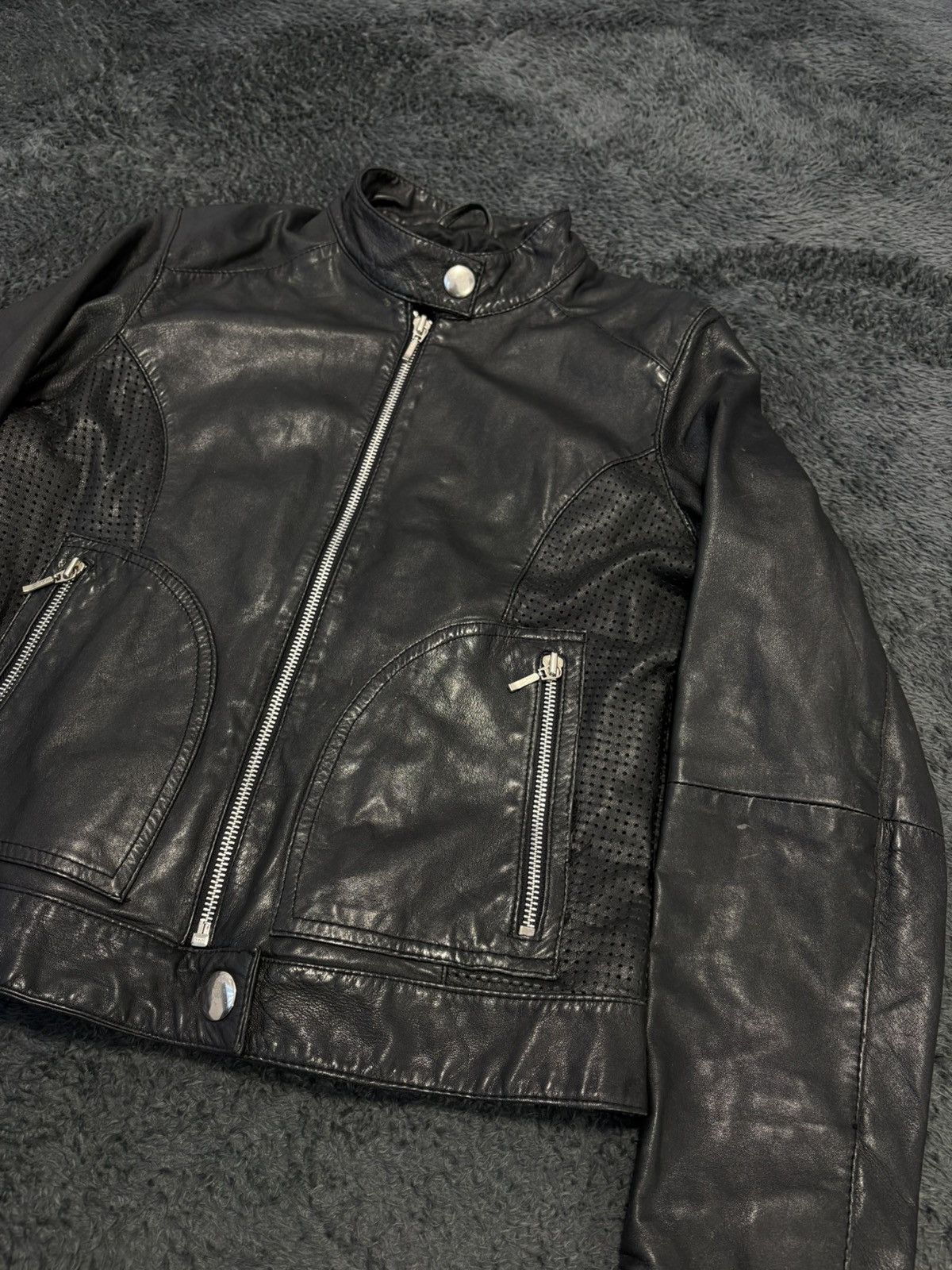 Japanese Brand 00s Real Leather Y2K Motorcycle Cropped Japan Style Jacket Size S / US 4 / IT 40 - 4 Thumbnail