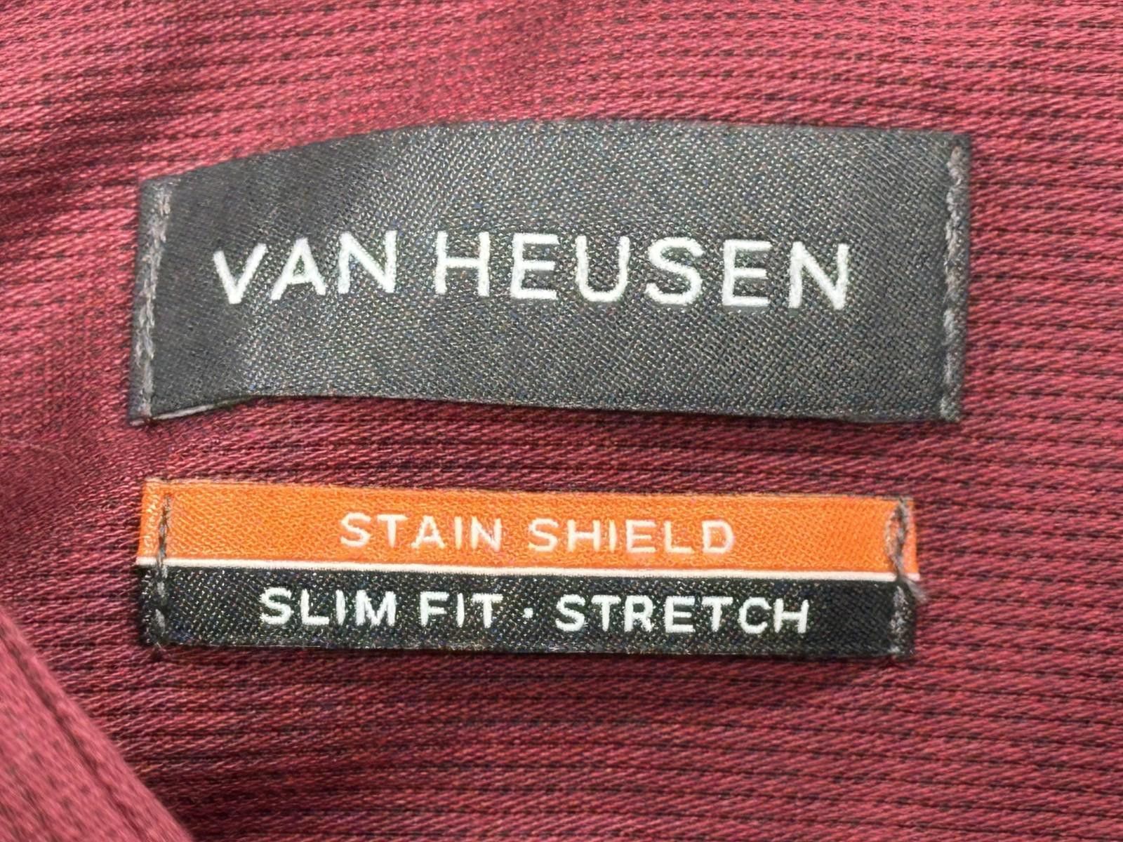 Van Heusen Van Heusen Stain Shield Slim Fit Stretch Button Up Red Men M Size US M / EU 48-50 / 2 - 7 Thumbnail