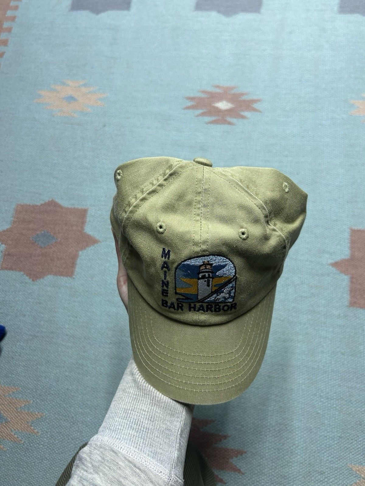 Vintage Vtg strapback hat bar harbor Maine lighthouse embroidered Size ONE SIZE - 3 Thumbnail