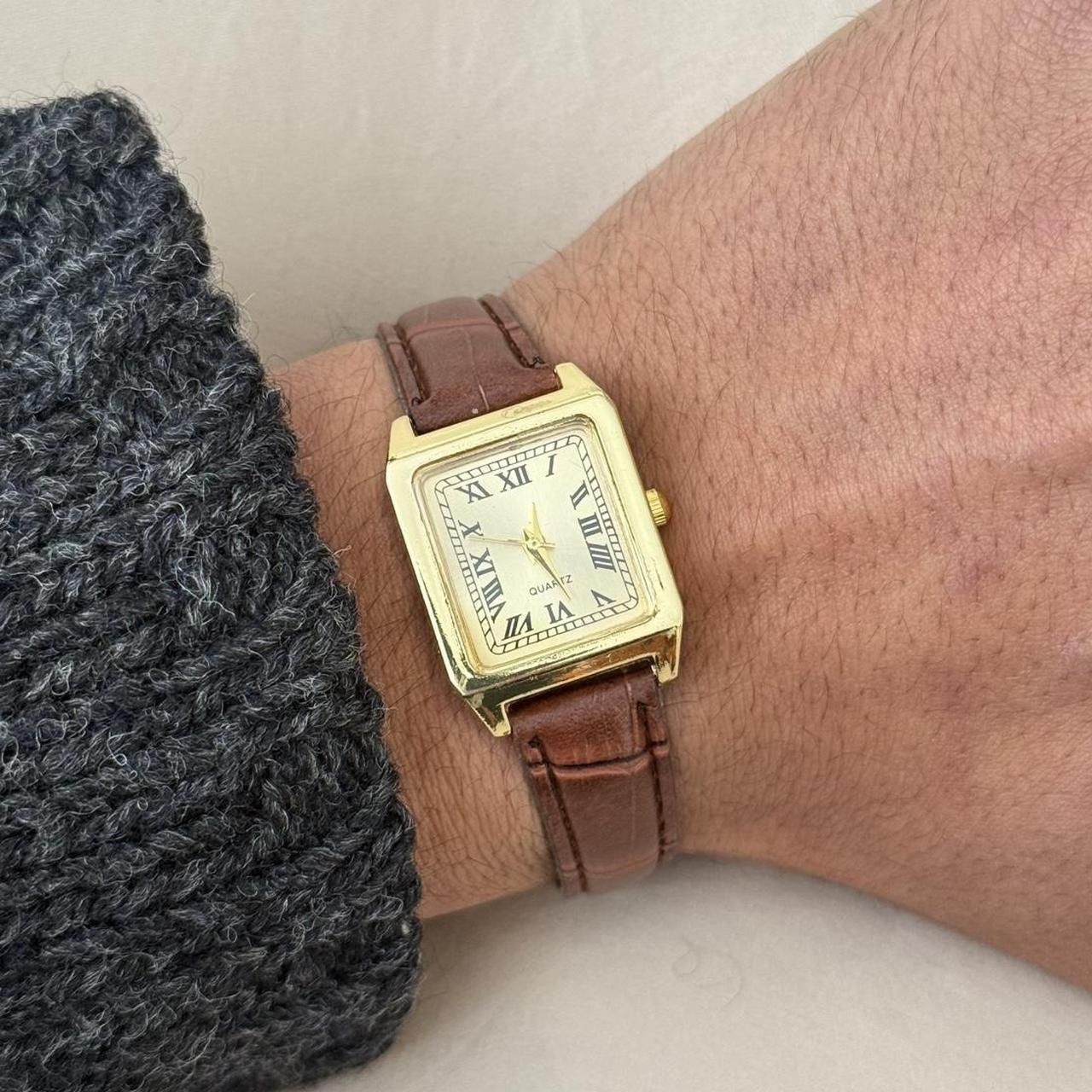 Vintage y2k style cute square brown leather luxury watch Size ONE SIZE - 6 Thumbnail