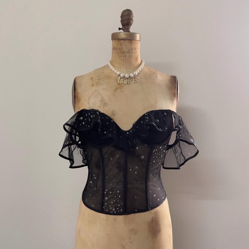 Victoria's Secret VS Black Mesh Corset Bustier (34B/32C) Size ONE SIZE - 2 Thumbnail