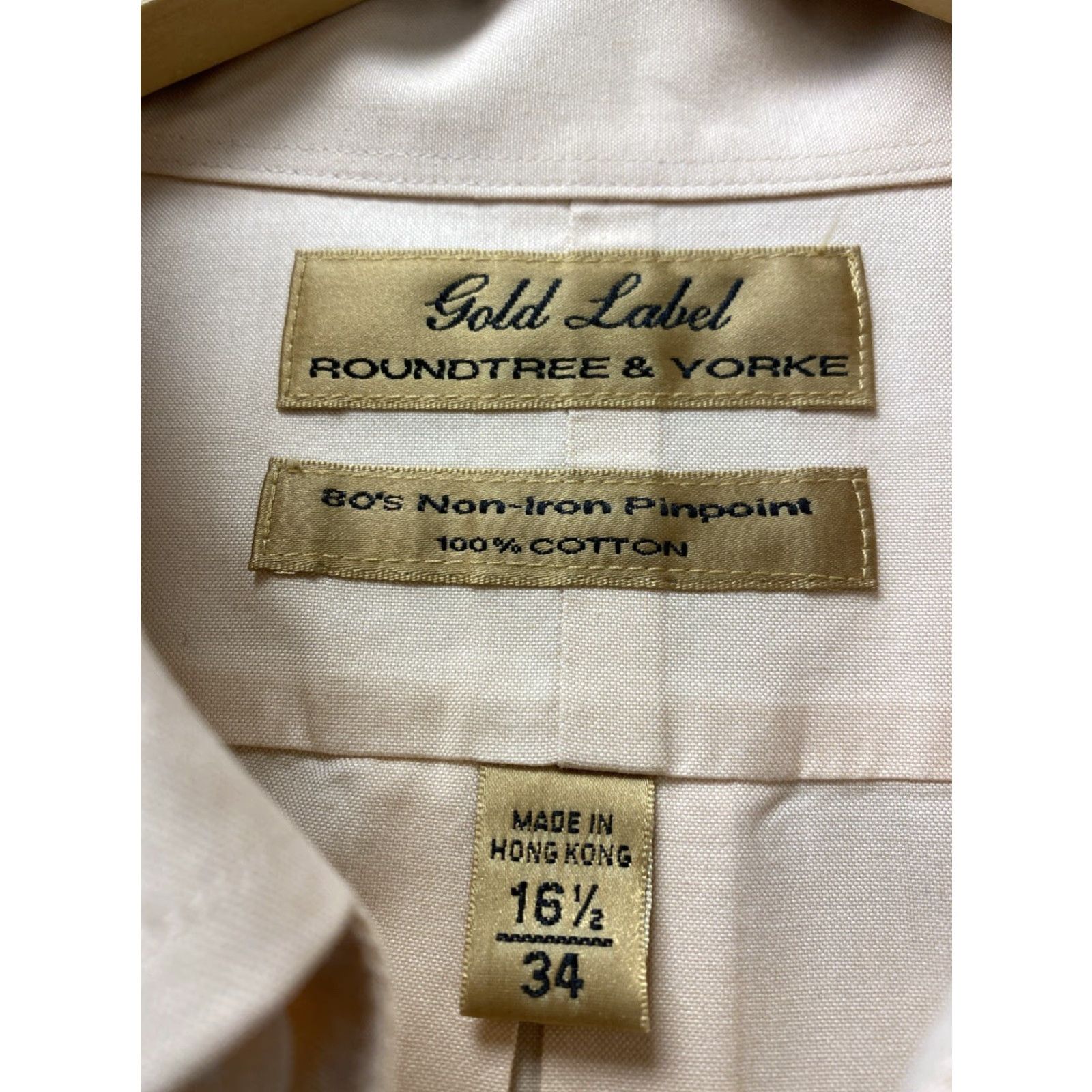 Roundtree & Yorke Roundtree & Yorke Gold Label Shirt Mens 16.5 Peach Cotton Button-Down Classic Size US L / EU 52-54 / 3 - 5 Thumbnail