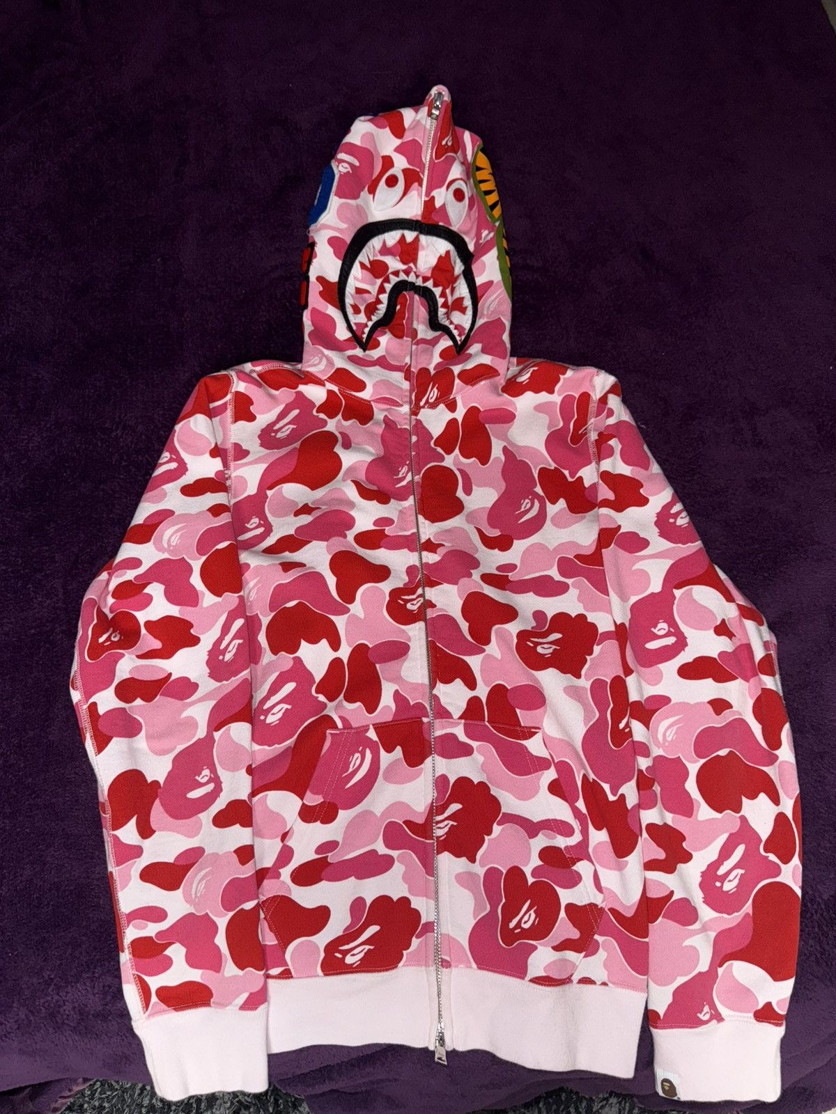 Bape BAPE Pink ABC Camo Shark Full Zip Hoodie | Grailed