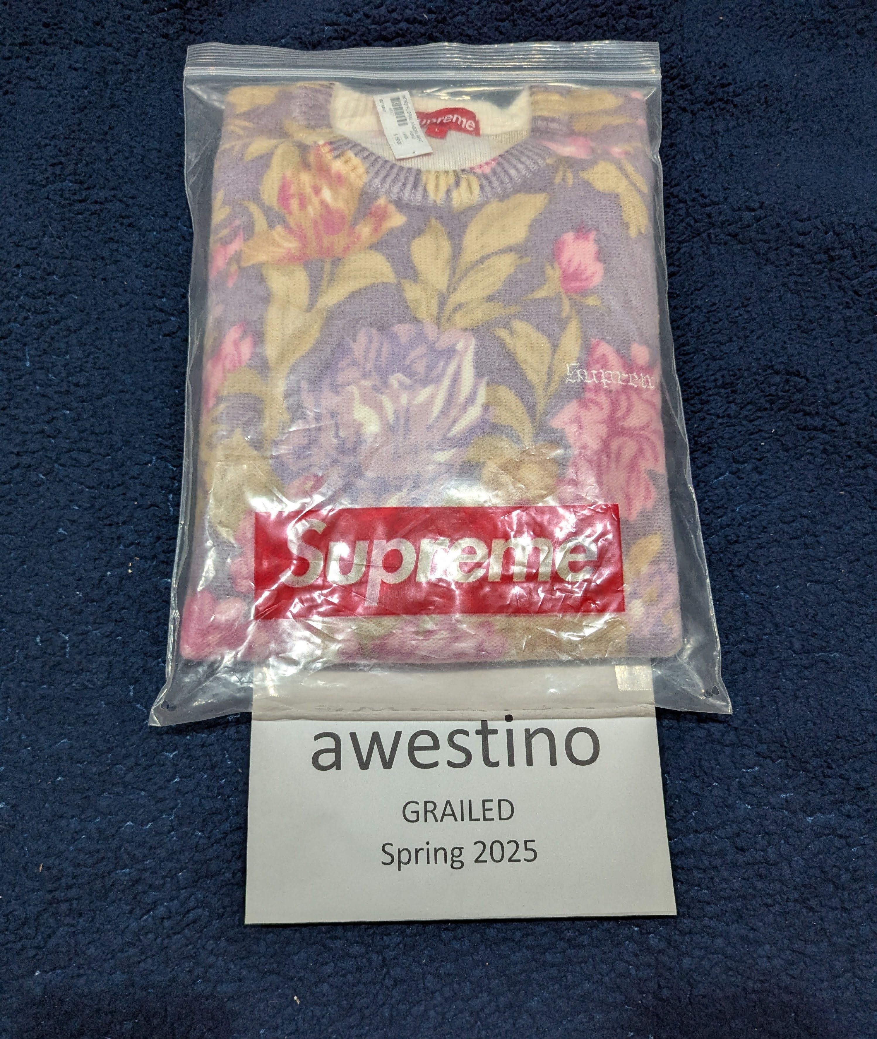 Supreme Supreme S/S 19 Printed Floral Angora Sweater (Purple  