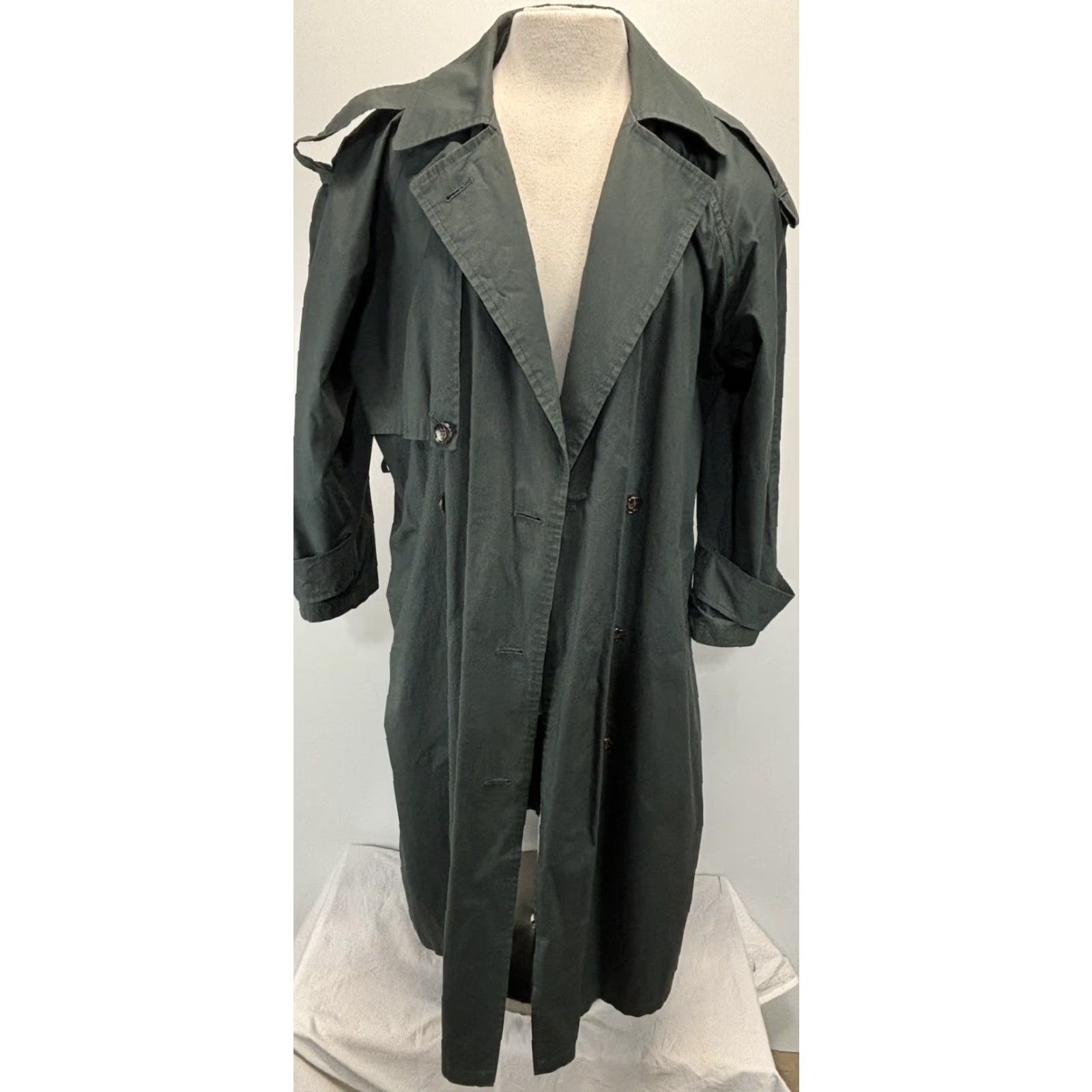 Anne Klein VINTAGE Anne Klein II Rainwear Trench Coat Women’s Petite Size 6P Green Long Sleeve Cotton Beltless 90s Classic Size M / US 6-8 / IT 42-44 - 7 Thumbnail