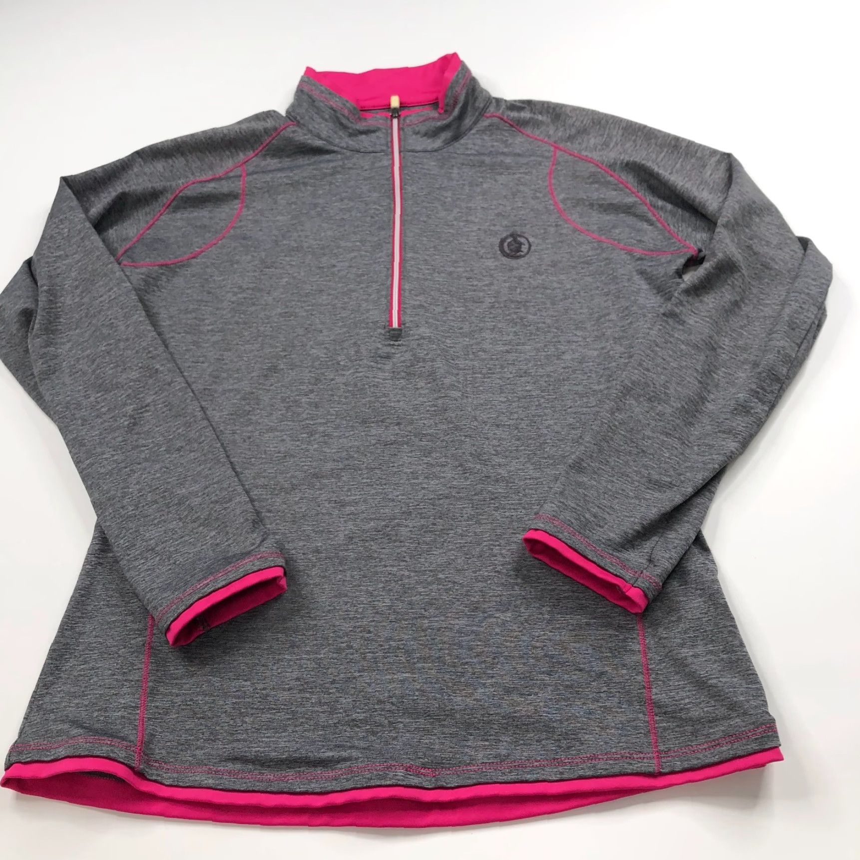 Footjoy FootJoy FJ Golf Women's 1/4 Zip Long Sleeve Mock Neck Pullover Gray Pink Shirt Size M / US 6-8 / IT 42-44 - 2 Thumbnail