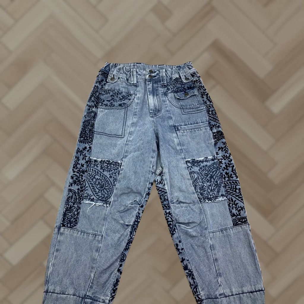 Vintage Oli & Hali OH Patchwork Jeans Women S Blue Boho Relaxed Jeans Patchwork Paisley 13369 S Blue Women Jeans Style Straight Bohemian Hippie 90s Size 28" / US 6 / IT 42 - 1 Thumbnail