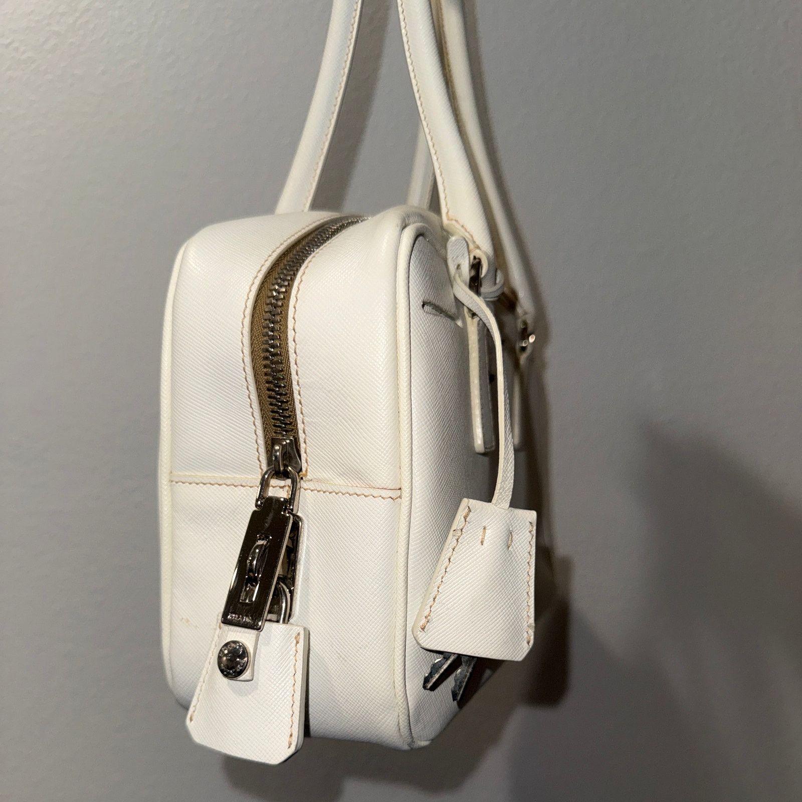 Prada Vintage Prada Handbag - White (Bianco) Saffiano - RARE Size ONE SIZE - 3 Thumbnail