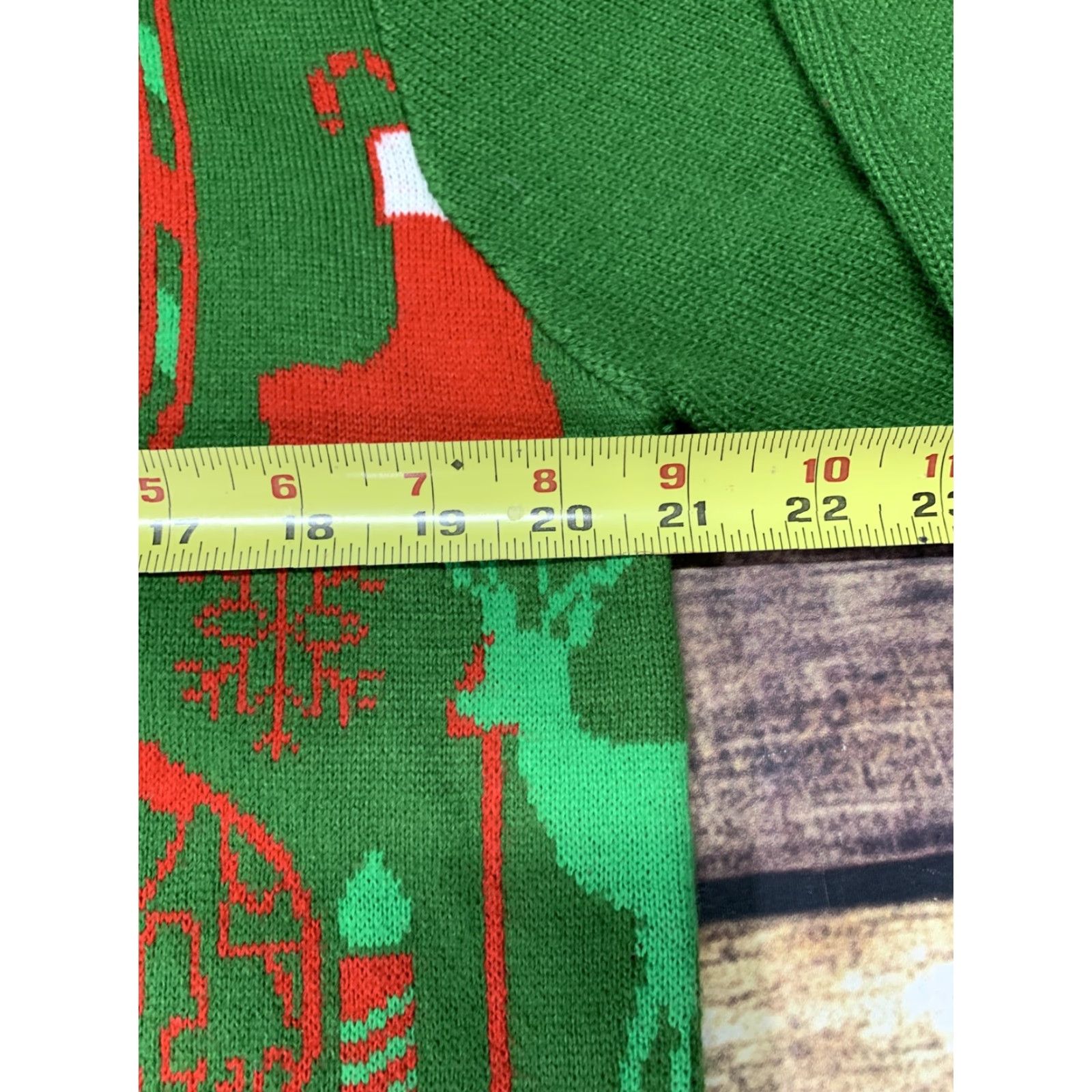 Vintage Ugly Christmas Sweater Shirt Unisex Adults Medium V-Neck Long Sleeve Red Green White Tree Ornament Snow Flakes Pullover Holiday - Size M / US 6-8 / IT 42-44 - 7 Thumbnail