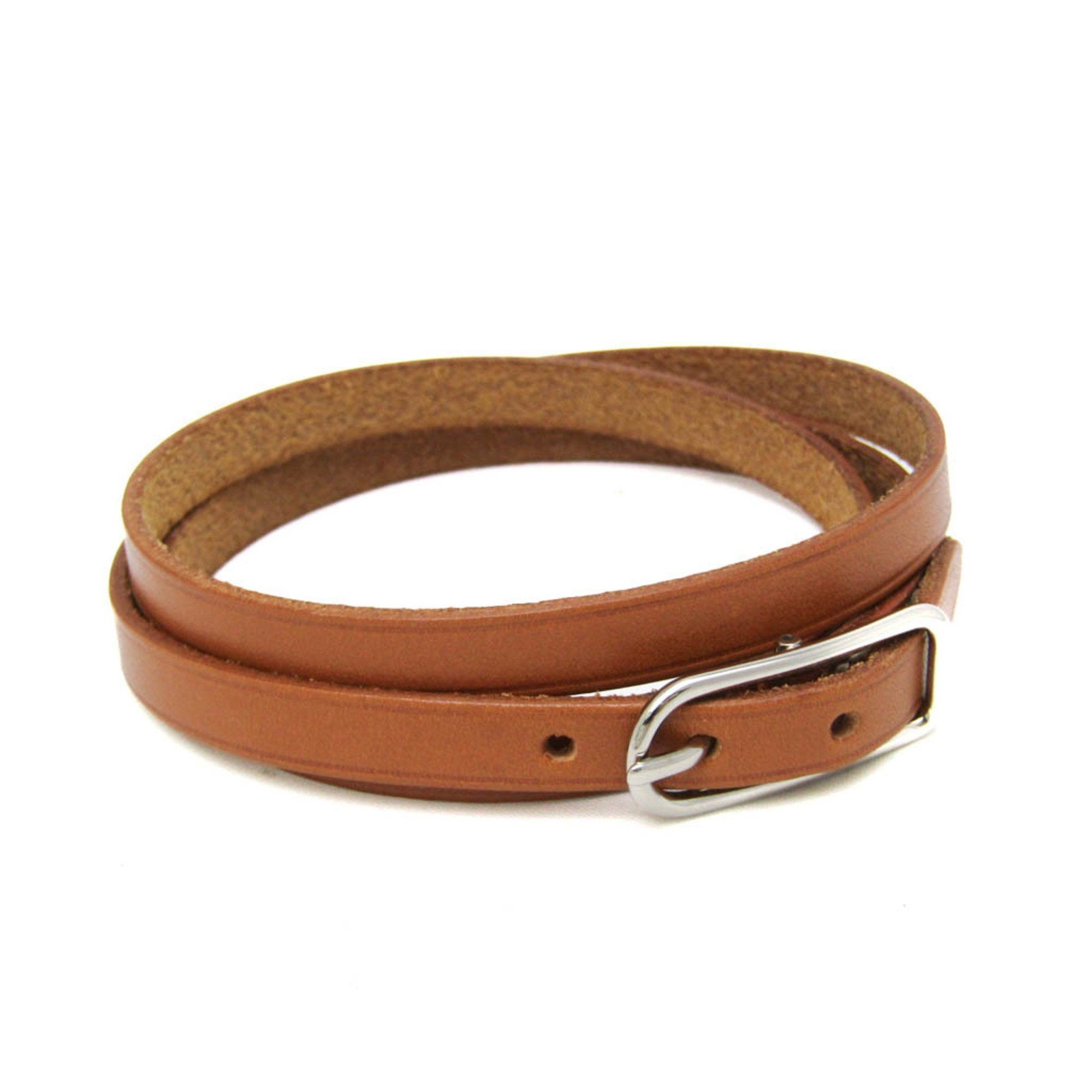 Hermes Hermes Hapi Choker Leather,Metal Bangle Brown,Silver Size ONE SIZE - 1 Thumbnail