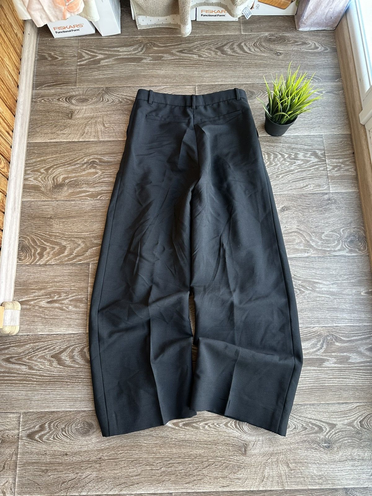 Versace 🔥 VERSACE Wide Leg Wool Blend Black Pants Trousers Size 26" / US 2 / IT 38 - 6 Thumbnail