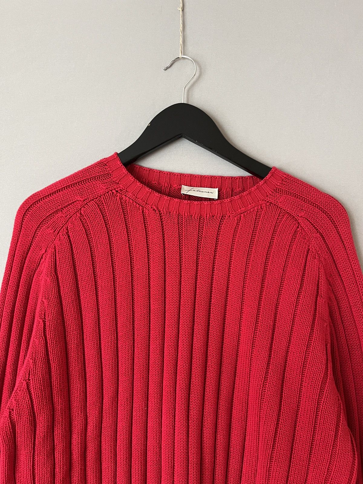 Luxe Falconeri Heavy Knit Cotton Red Fisherman Sweater Size US M / EU 48-50 / 2 - 2 Thumbnail