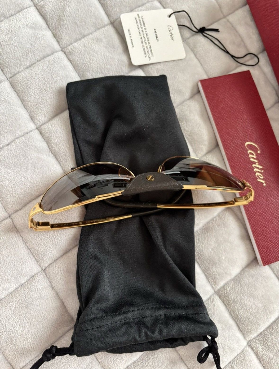 Cartier Cartier Sunglasses: Edition Santos Dumont - Calfskin Leather Size ONE SIZE - 2 Thumbnail