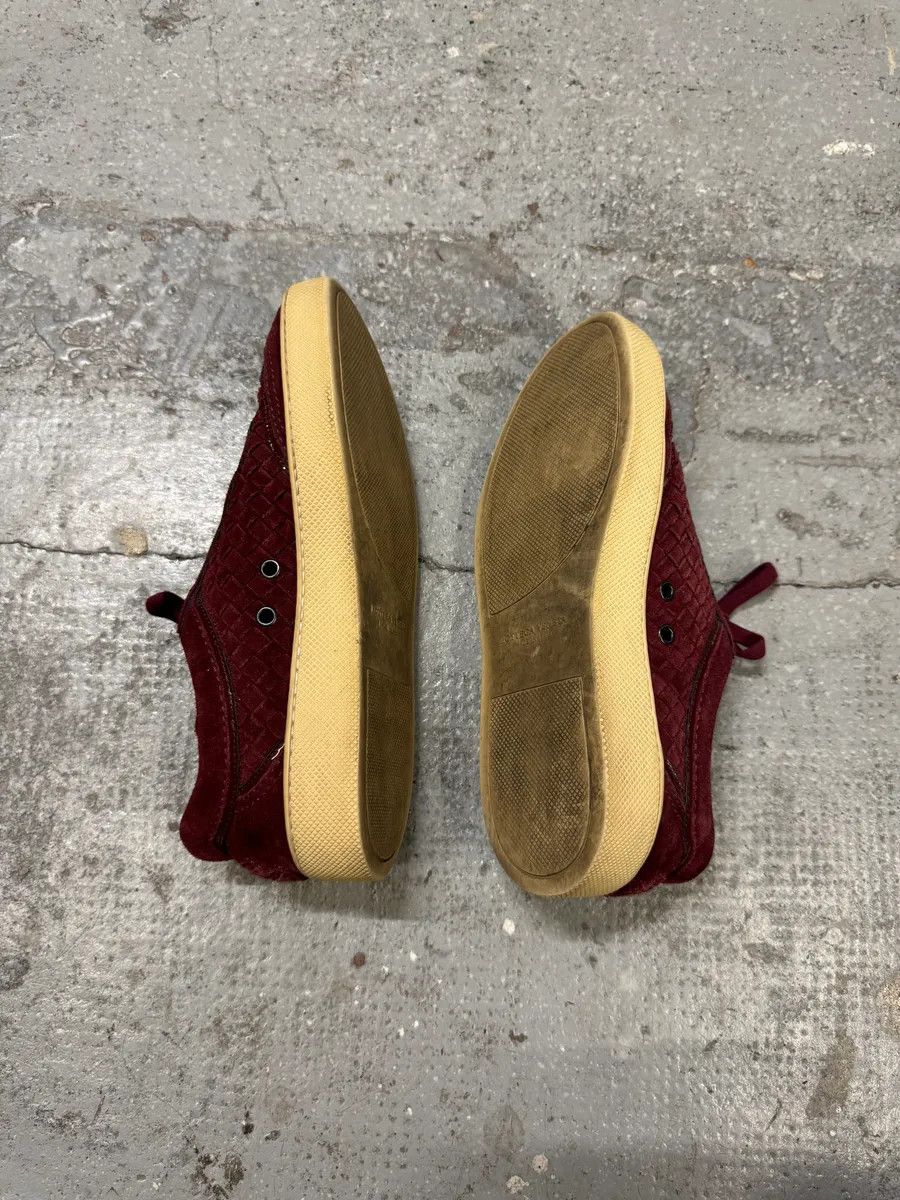 Bottega Veneta × Vintage Bottega Veneta Intrecciato Woven Suede Bordeaux Leather Low Sneakers Size US 7 / EU 40 - 5 Thumbnail