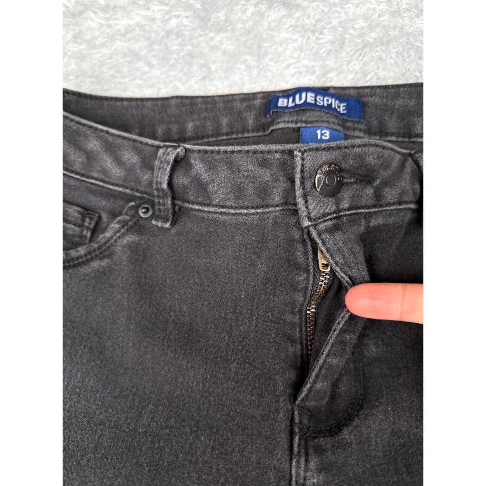 Vintage Blue Spice Jeans Juniors 13 Black Denim Skinny Mid Rise Cotton Blend 30x27 Size 34" / US 12 / IT 48 - 5 Thumbnail