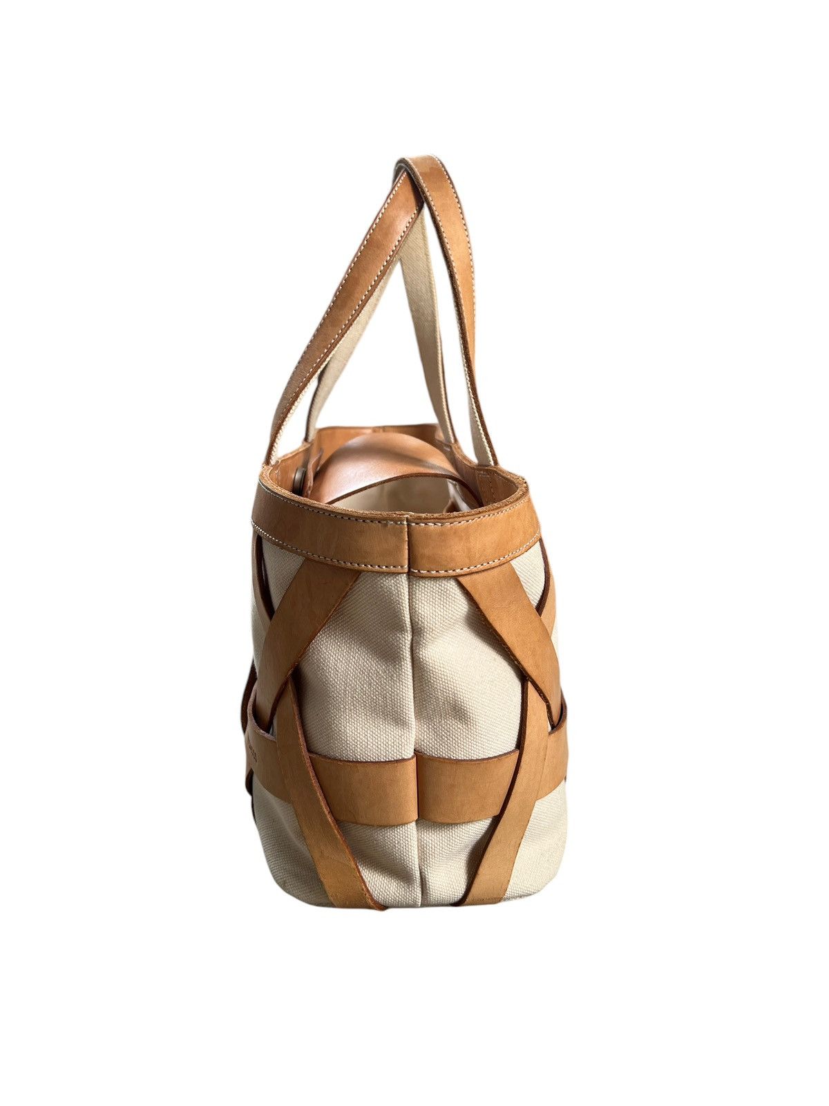 Yohji Yamamoto 1990 Yohji Yamamoto Y’SACCS Heavy Canvas + Leather Handbag Size ONE SIZE - 7 Thumbnail