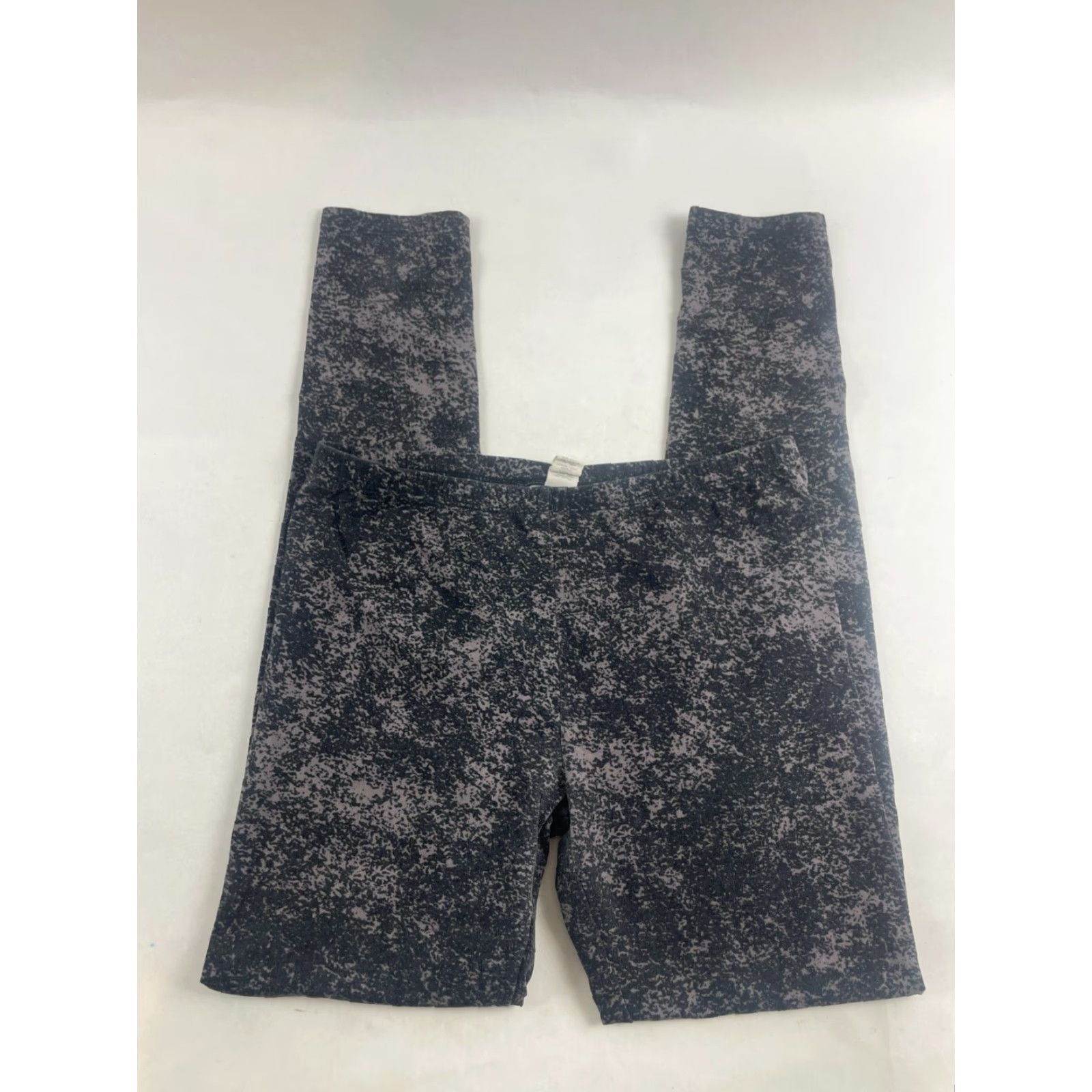 Vintage Pink Rose Pants Women's Size Small Black Gray Granite Pull On Leggings Stretch Size 42" / US 20 - 2 Thumbnail