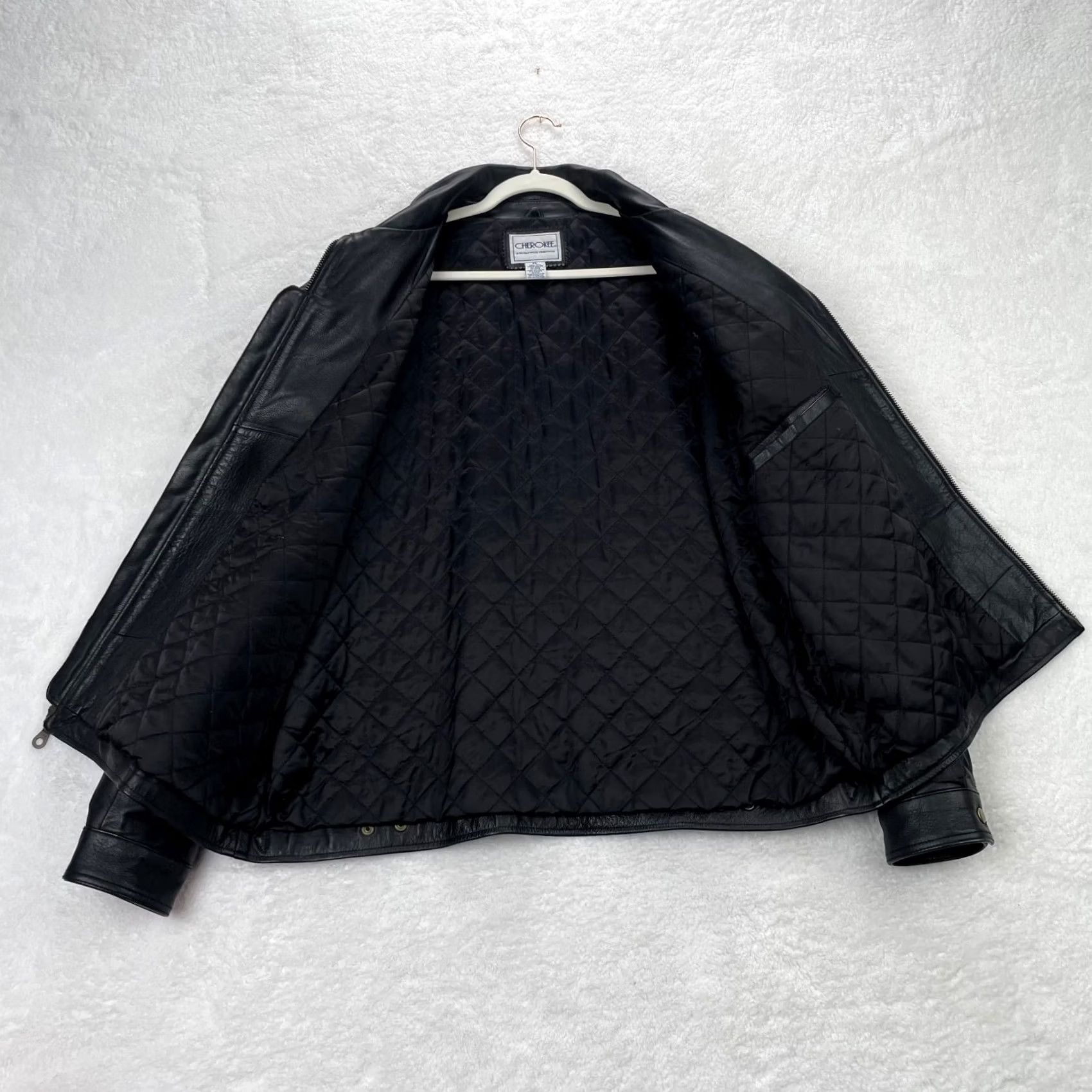 Cherokee VINTAGE Cherokee Jacket Mens XL Black Leather Bomber Coat Quilted Lined Zip Front Short Jacket/Coat Classic Motorcycle Style Size US XL / EU 56 / 4 - 5 Thumbnail