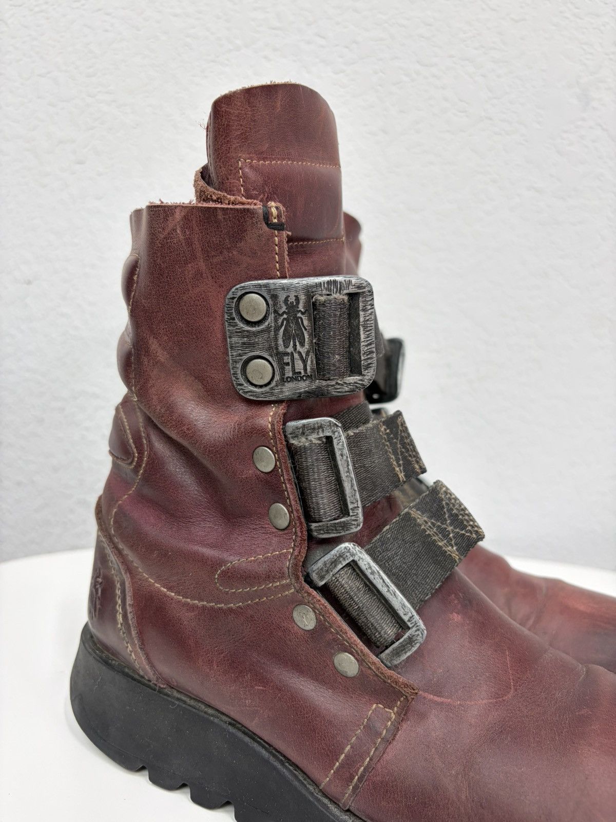 Hedi Slimane Vintage Rick Owens Vibe Leather Combat Biker Boots Archive Size US 6.5 / EU 39-40 - 13 Thumbnail