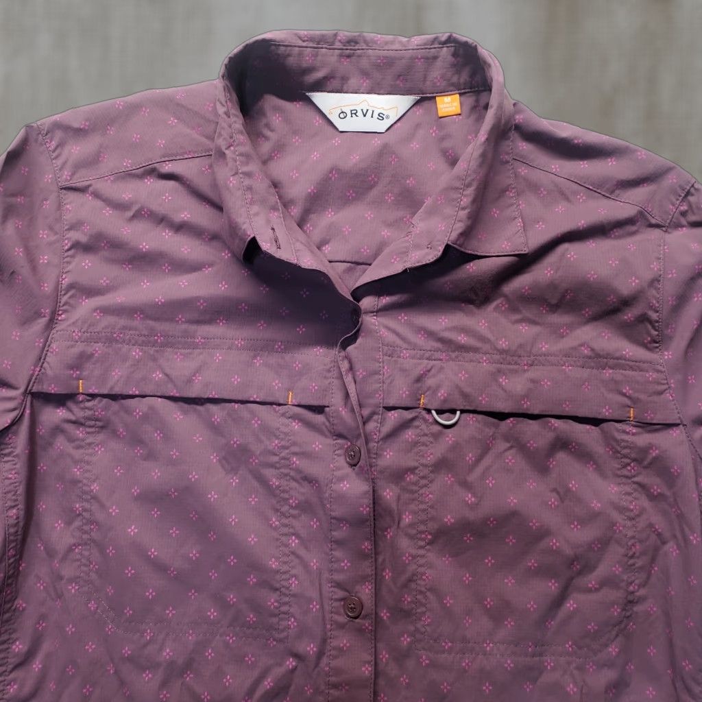 Orvis Orvis Shirt Men M Purple Short Sleeve Button-Up 100% Cotton Plaid/Checks Pocketed Button-Down Collar Size US M / EU 48-50 / 2 - 1 Thumbnail