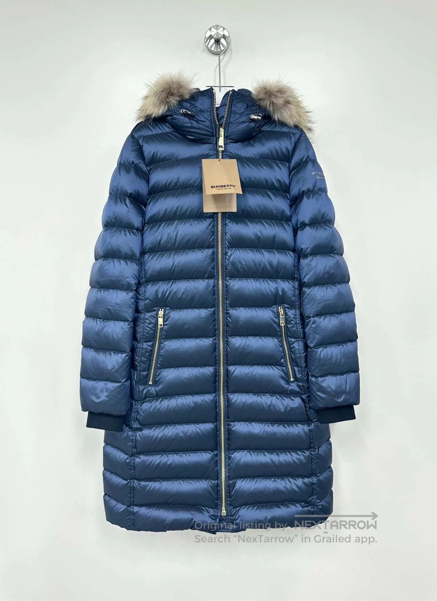 Burberry Burberry Blue Logo Letter Logo Zip-Up Hooded Down Jacket| Size S / US 4 / IT 40 - 1 Thumbnail