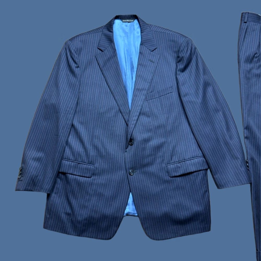 Vintage Samuelsohn Suit Mens 46 Blue 2pc Blazer Trousers Wool Men 46R 40X28 Pinstripe READ Size US 30 / EU 46 - 1 Thumbnail