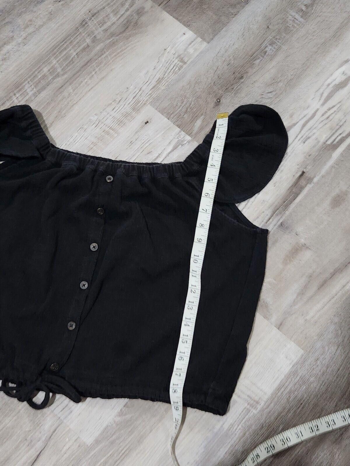Madewell Madewell Crop Top Extra Large Black Off The Shoulder Button Size XL / US 12-14 / IT 48-50 - 6 Thumbnail