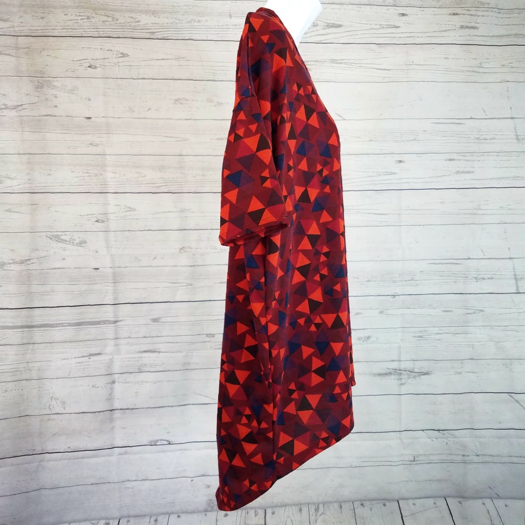 Vintage LuLaRoe Womens Irma Top Sz 2XS Maroon Blue Geometric Shirt Womens 2XS Geometric Size XXS / US 00 / IT 34 - 3 Thumbnail