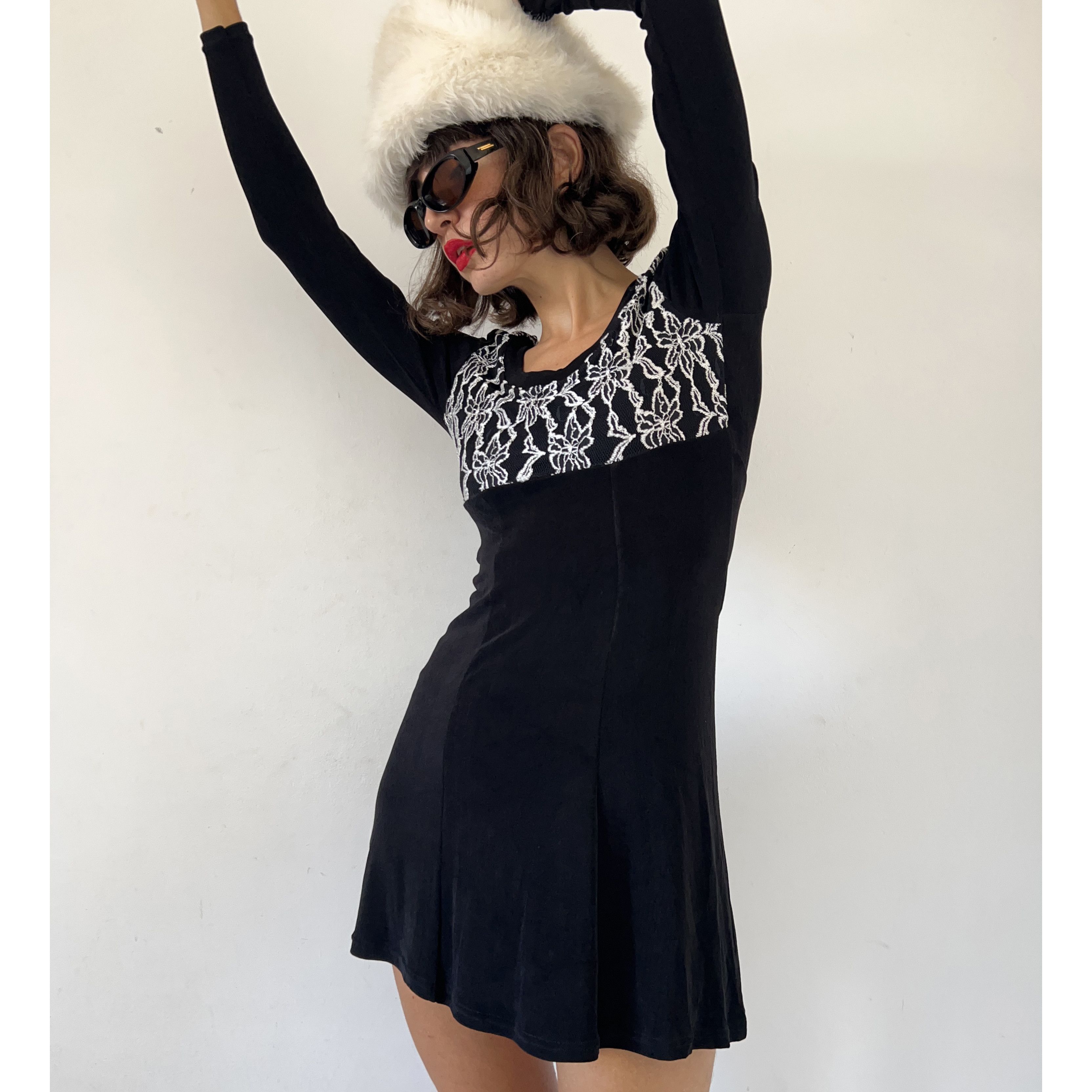 Vintage Vintage Grunge 90s Black Mini Dress Size XS / US 0-2 / IT 36-38 - 4 Thumbnail