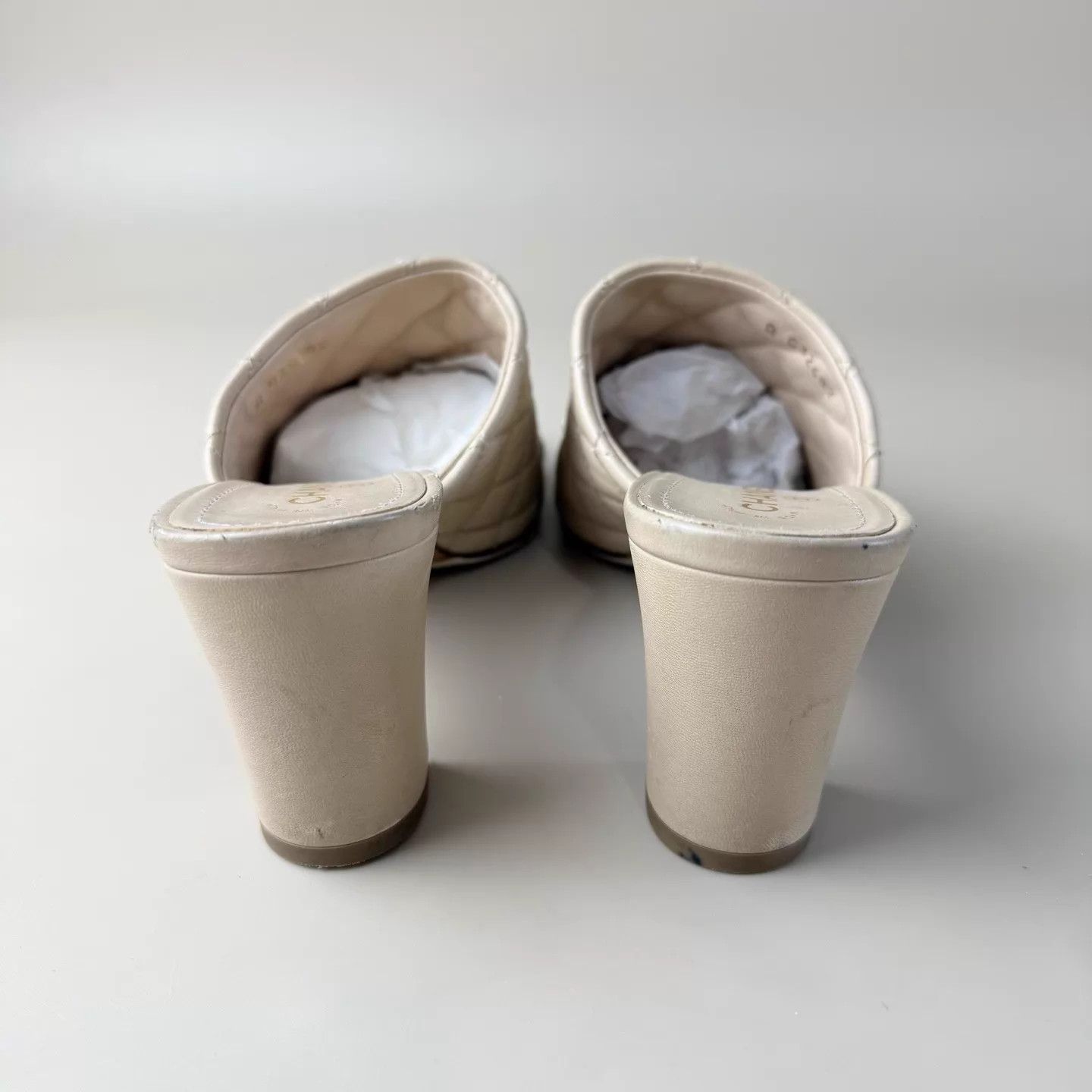 Chanel CHANEL milk tea chain quilted heels EUR 36.5 95 New Size US 6 / IT 36 - 3 Thumbnail